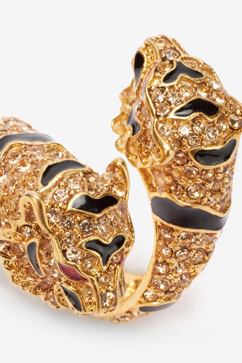 Ring with bejeweled tigers 4