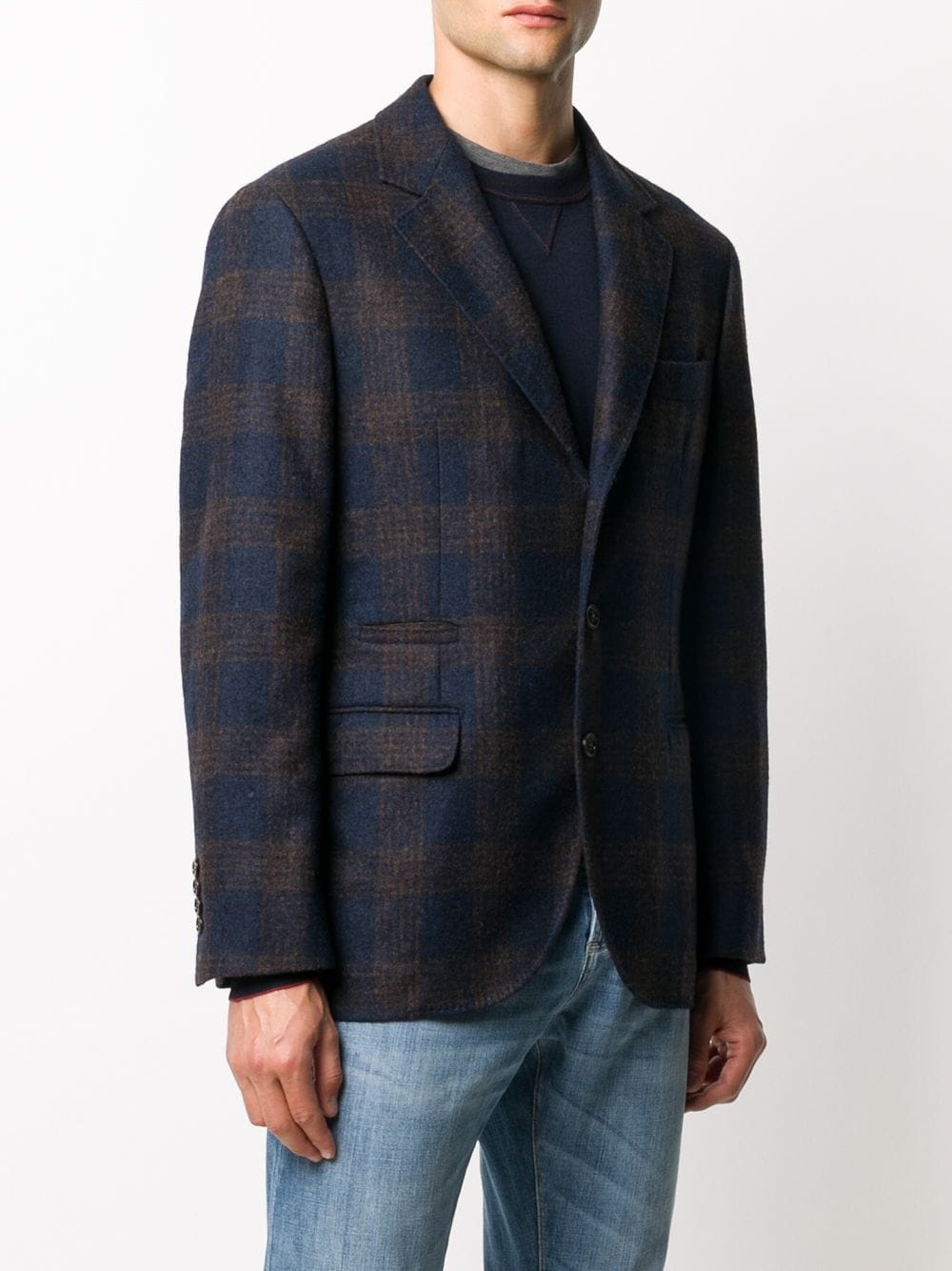 single-breasted plaid check blazer - 3