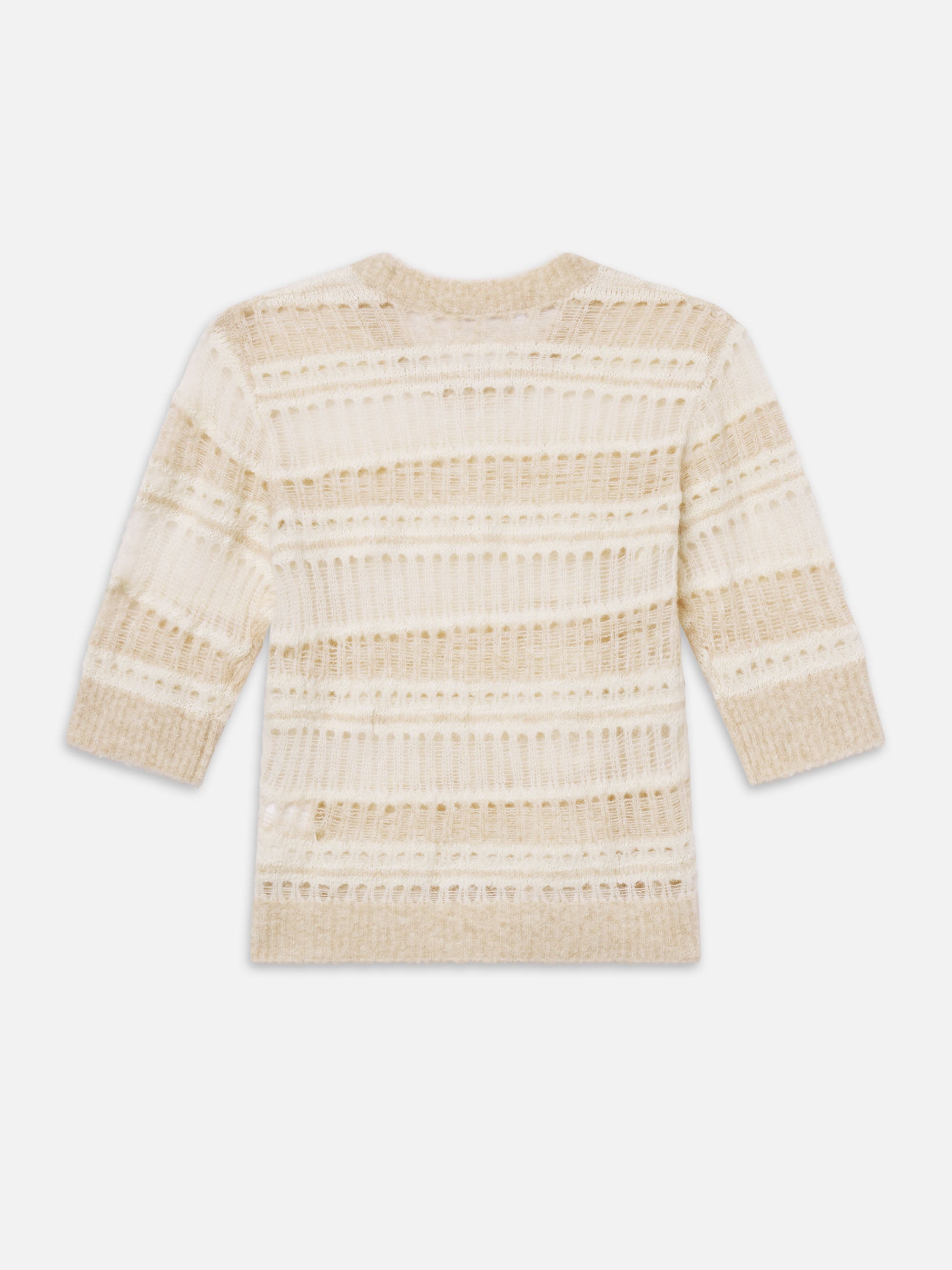 The Short Sleeve Stitch Mix Sweater in Cream Multi - 4
