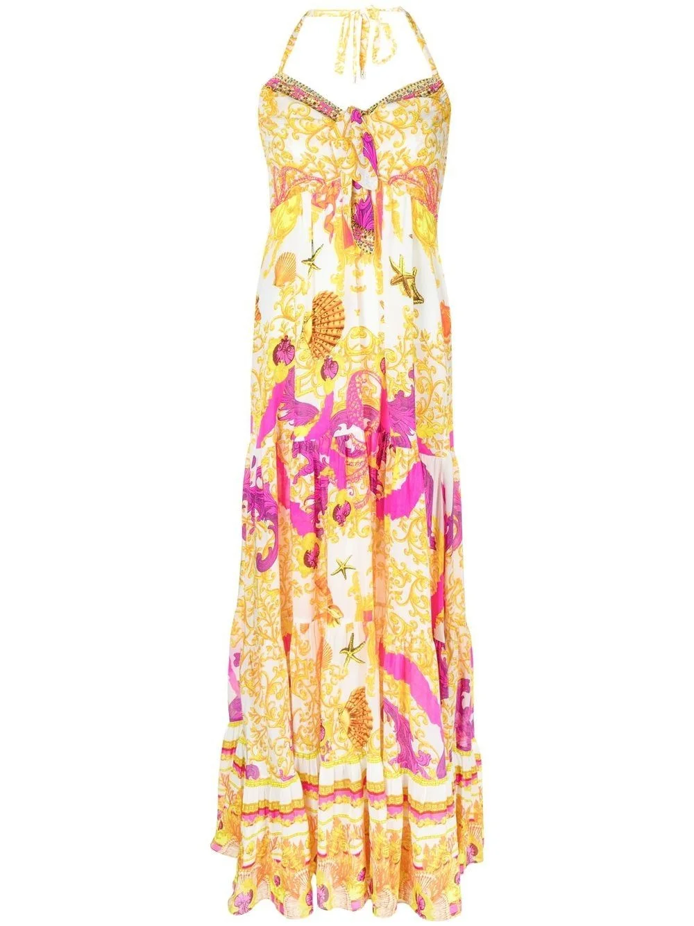 graphic-print halterneck midi dress - 1