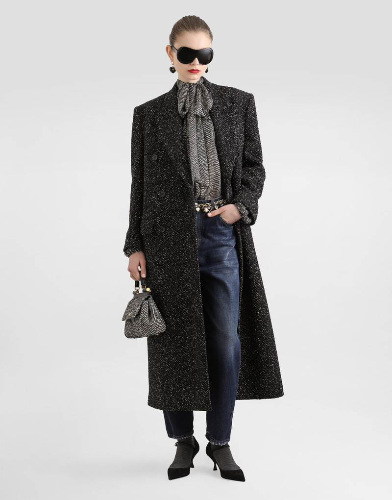 Dolce & Gabbana Oversized double-breasted coat in wool blend chevron outlook