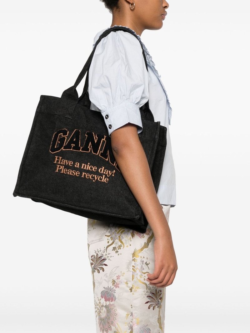 GANNI large denim tote bag outlook