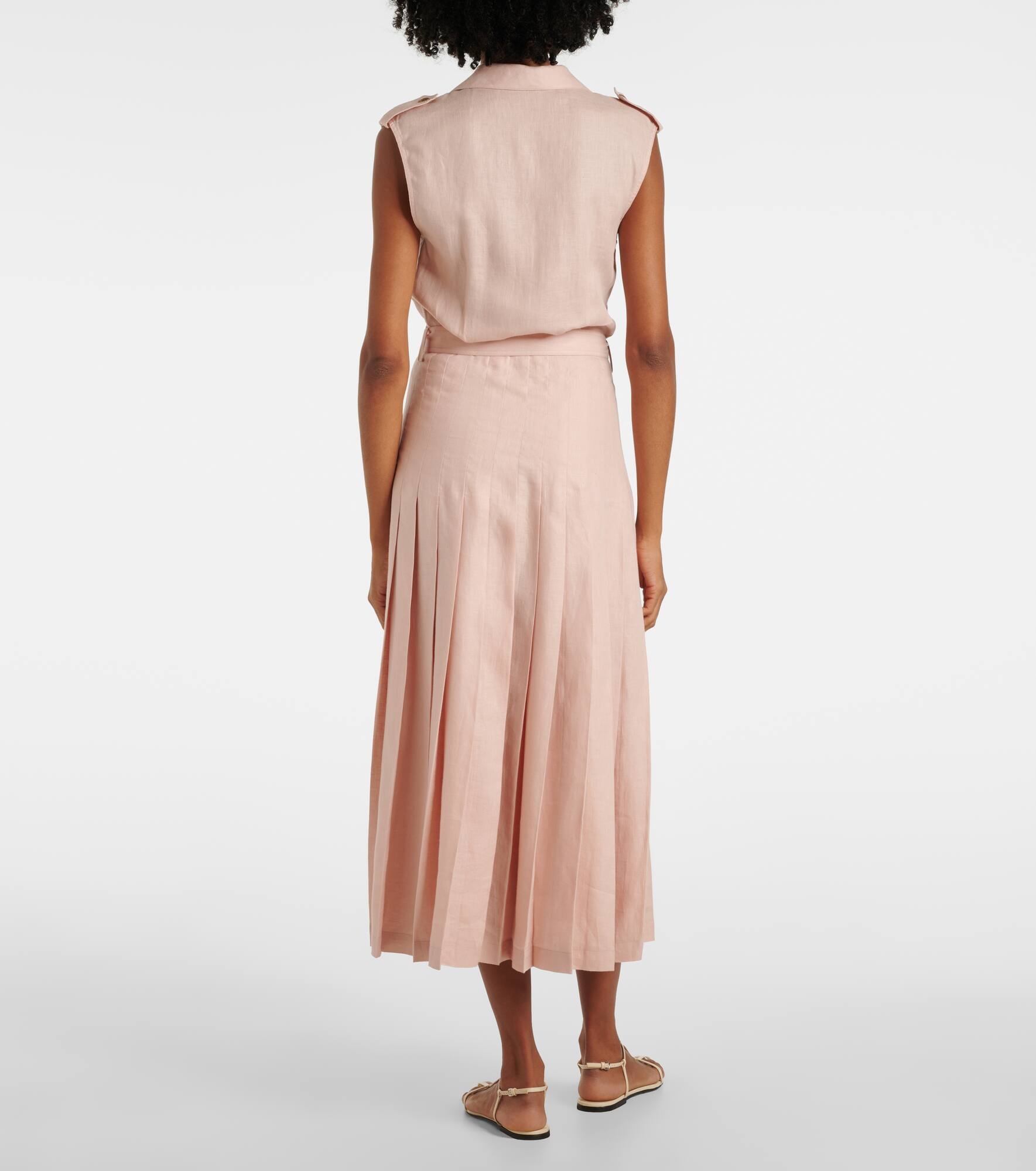 Bryce pleated linen midi dress - 3