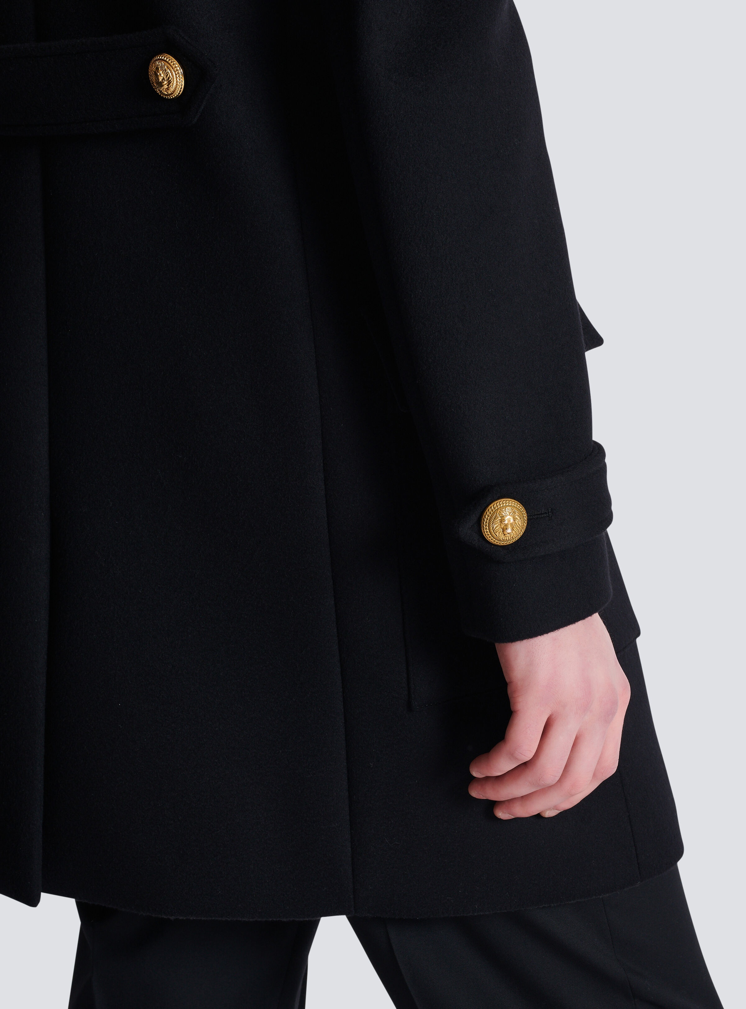 Wool and cashmere coat with detachable bib front - 8
