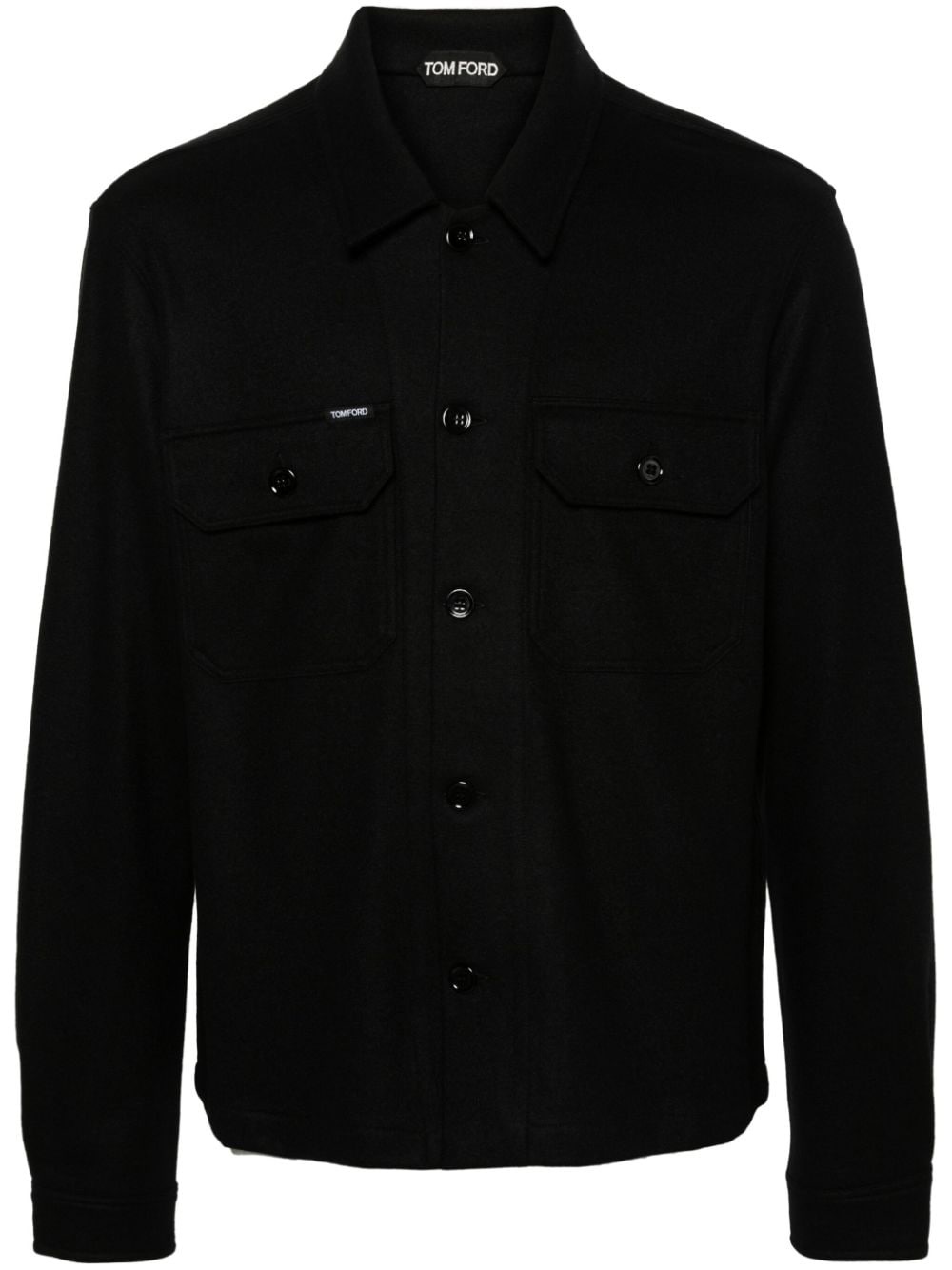 button-up cashmere overshirt - 1