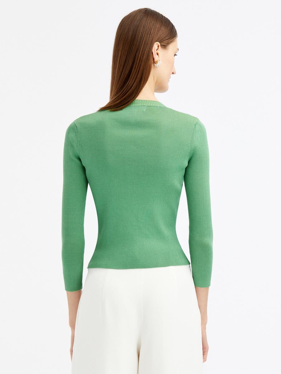 SILK BUTTON FRONT RIB CARDIGAN - 3