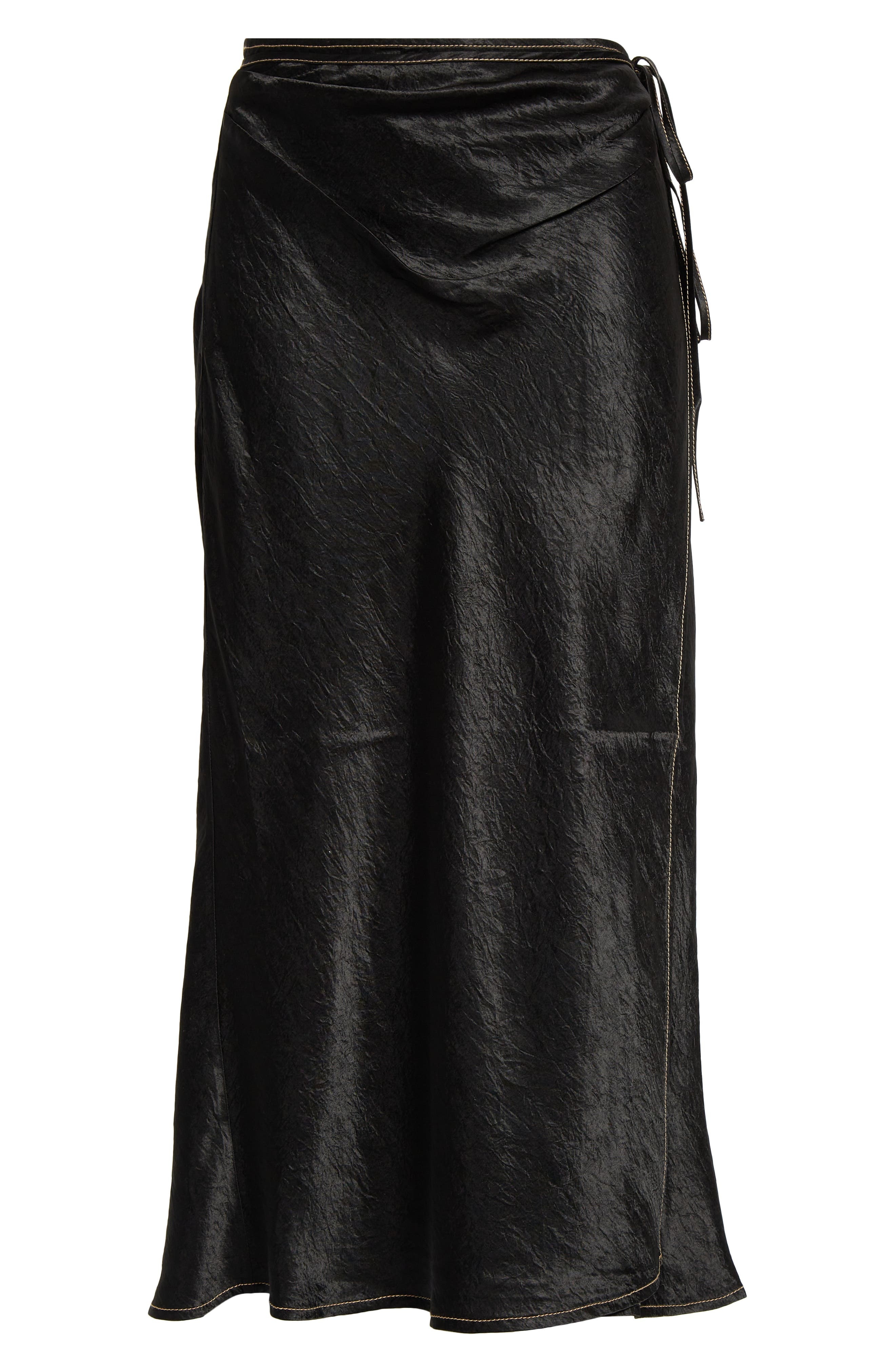 Iala Crinkle Satin Wrap Skirt - 6