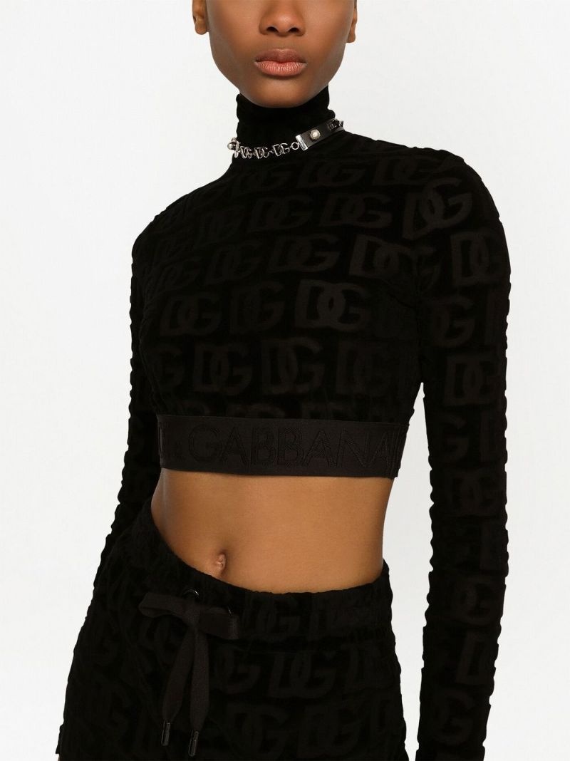 logo-print roll-neck crop top - 5