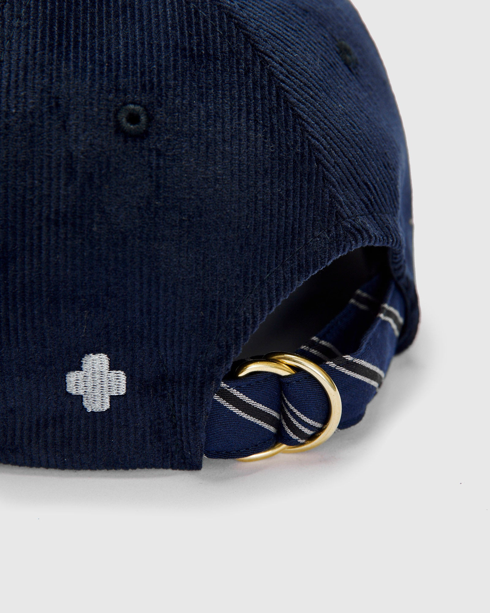 6-Panel Regimental Strap Corduroy Cap in Navy - 5