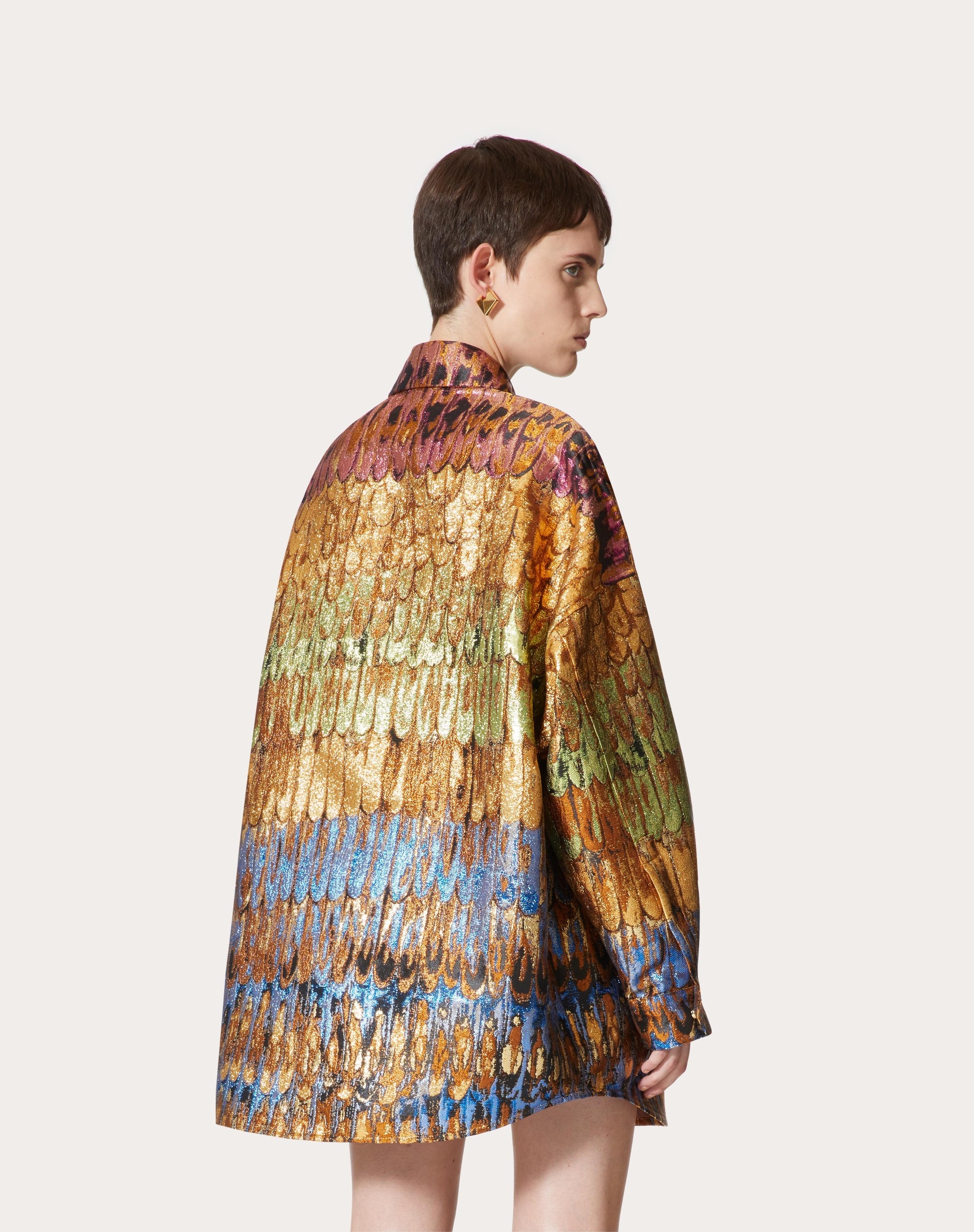 VALENTINO GOLDEN WINGS MULTICOLOR BROCADE OVERSHIRT - 4