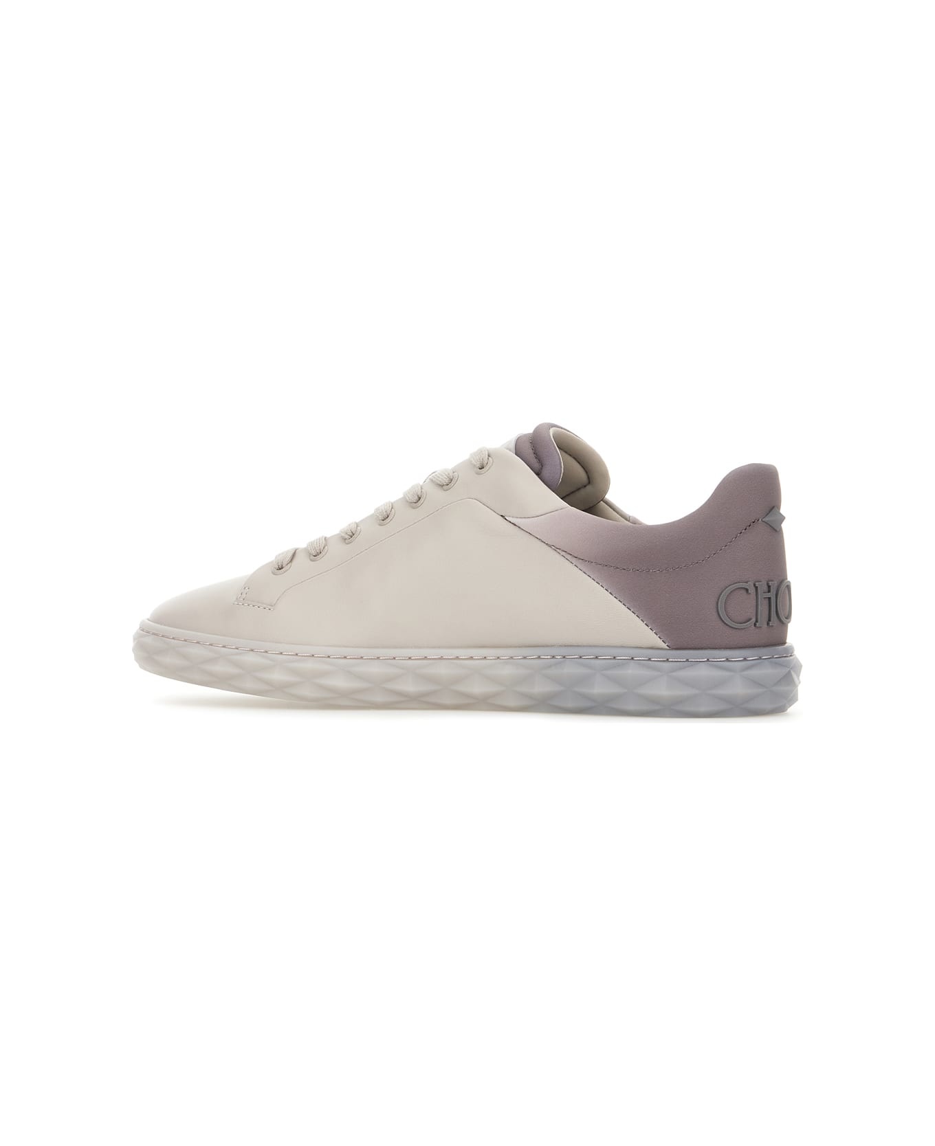 Light Grey Leather Diamond Light Sneakers - 3