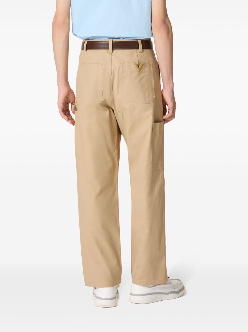 V-detail straight-leg trousers - 4