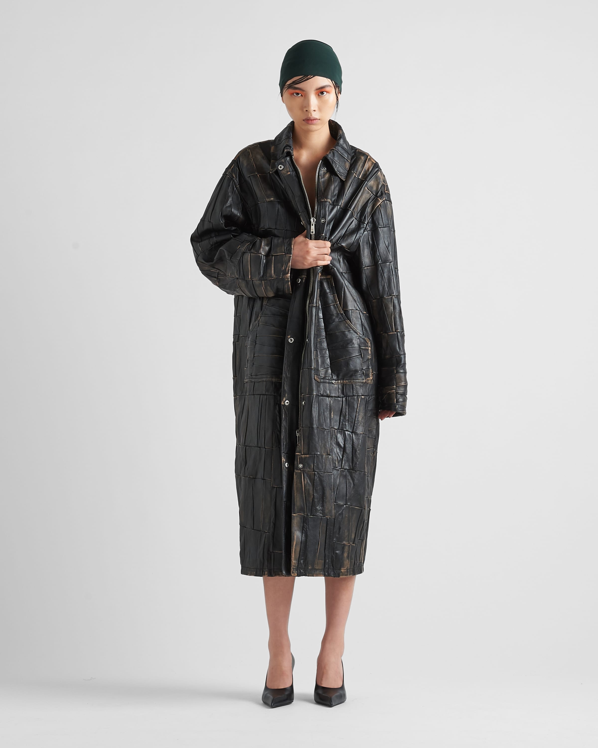 Nappa leather patchwork coat - 2