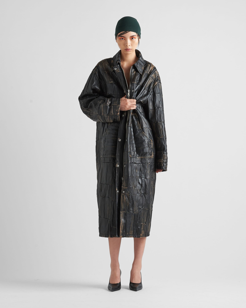 Prada Nappa leather patchwork coat outlook