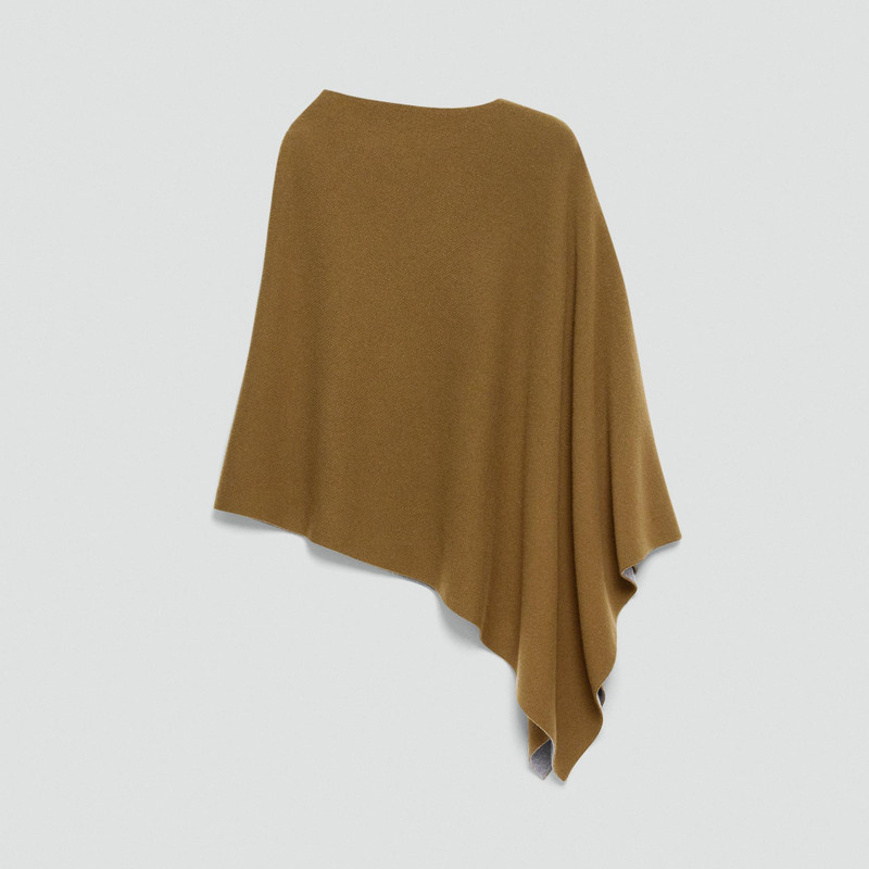 Reversible Draped Poncho in Felted Wool-Cashmere 1
