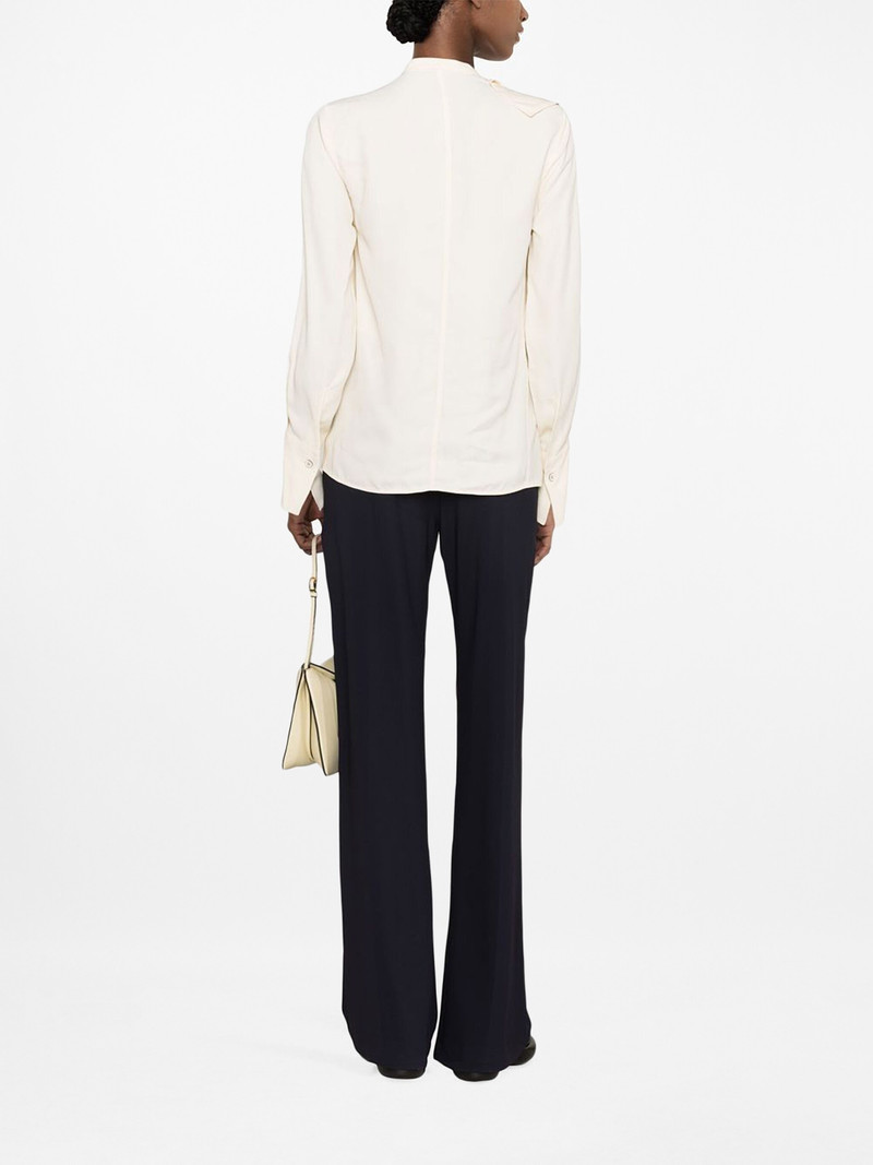 asymmetric-collar long-sleeved blouse 4