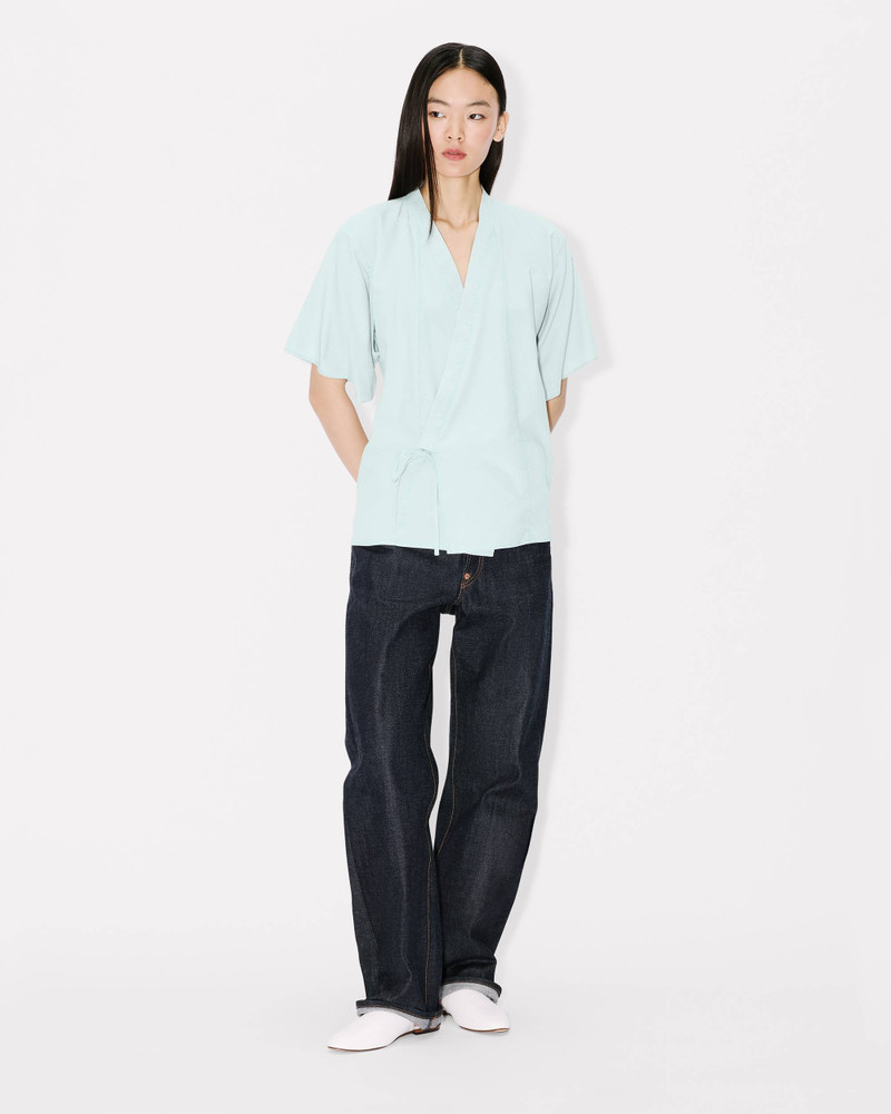 Loose kimono shirt in stone bleach chambray 5