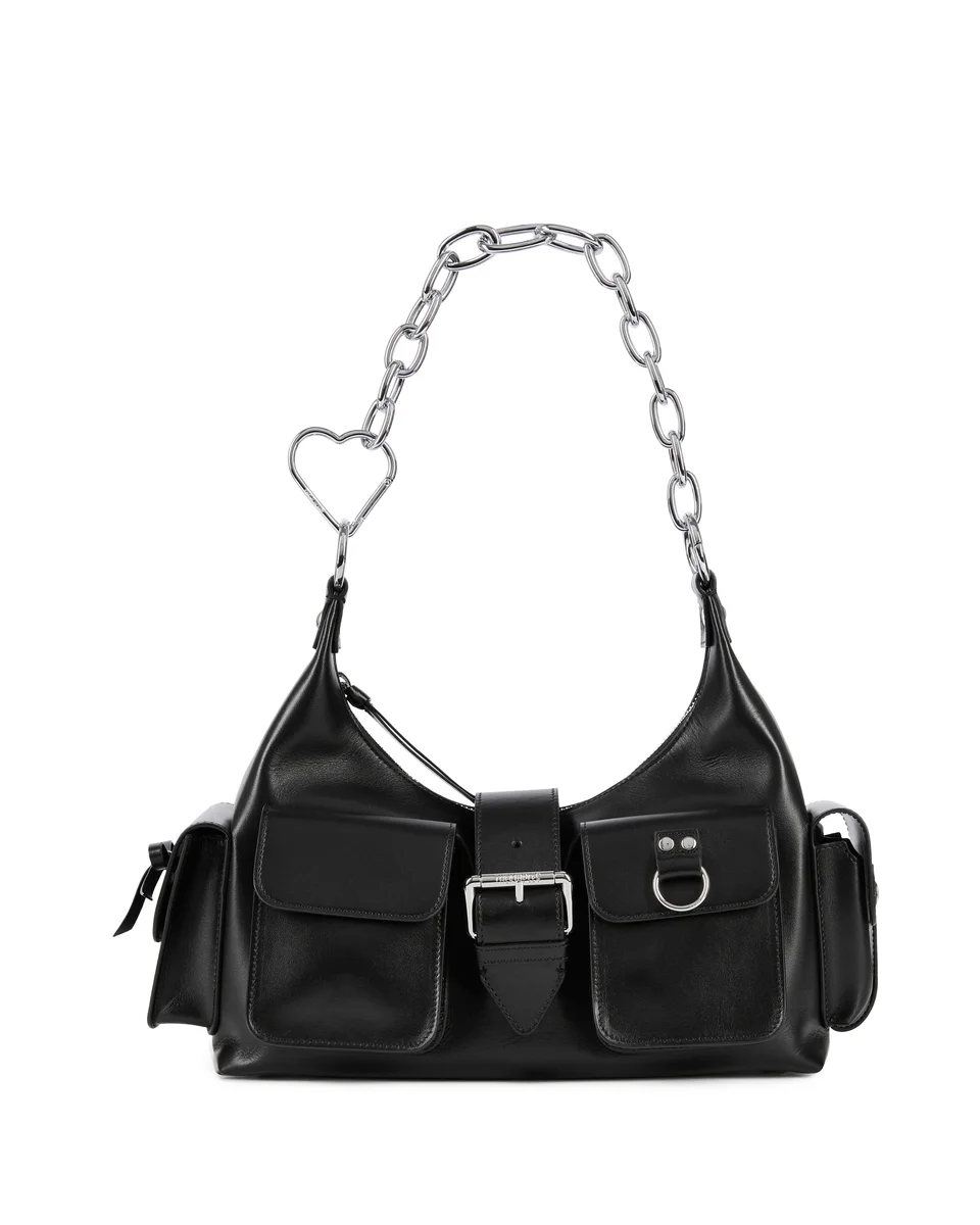 AMELIA BAG WITH SMOOTH BLACK LEATHER CHAIN - 1