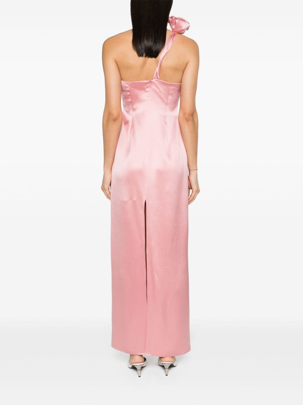 one-shoulder silk maxi dress - 4