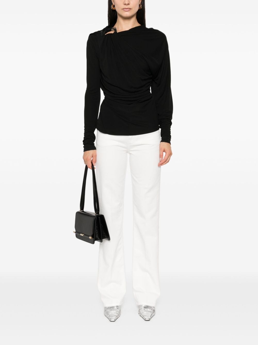 draped long-sleeve top - 2