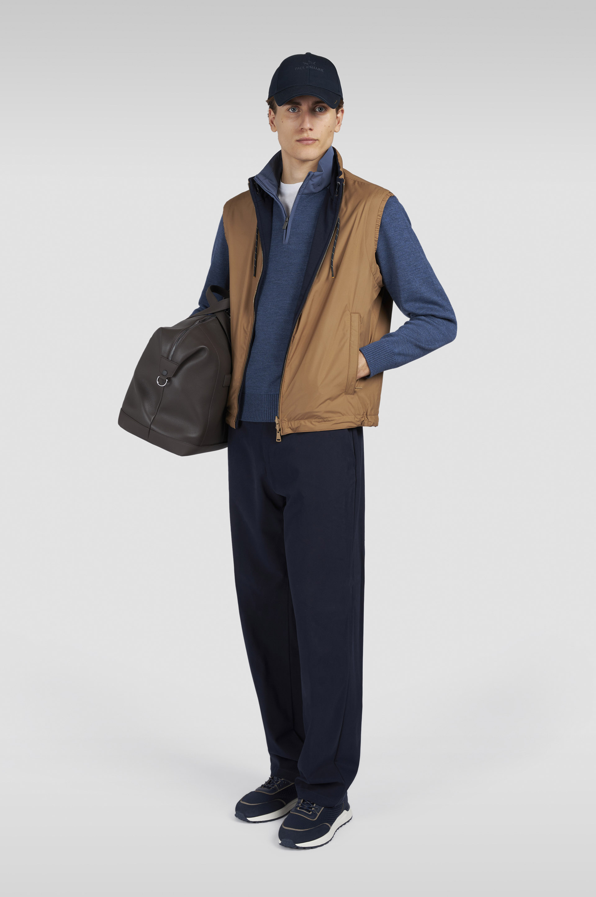 HALF-ZIP SWEATER IN SOFT COOL TOUCH WOOL WITH TYPHOON® RE-4X4 STRETCH DETAILS - 2