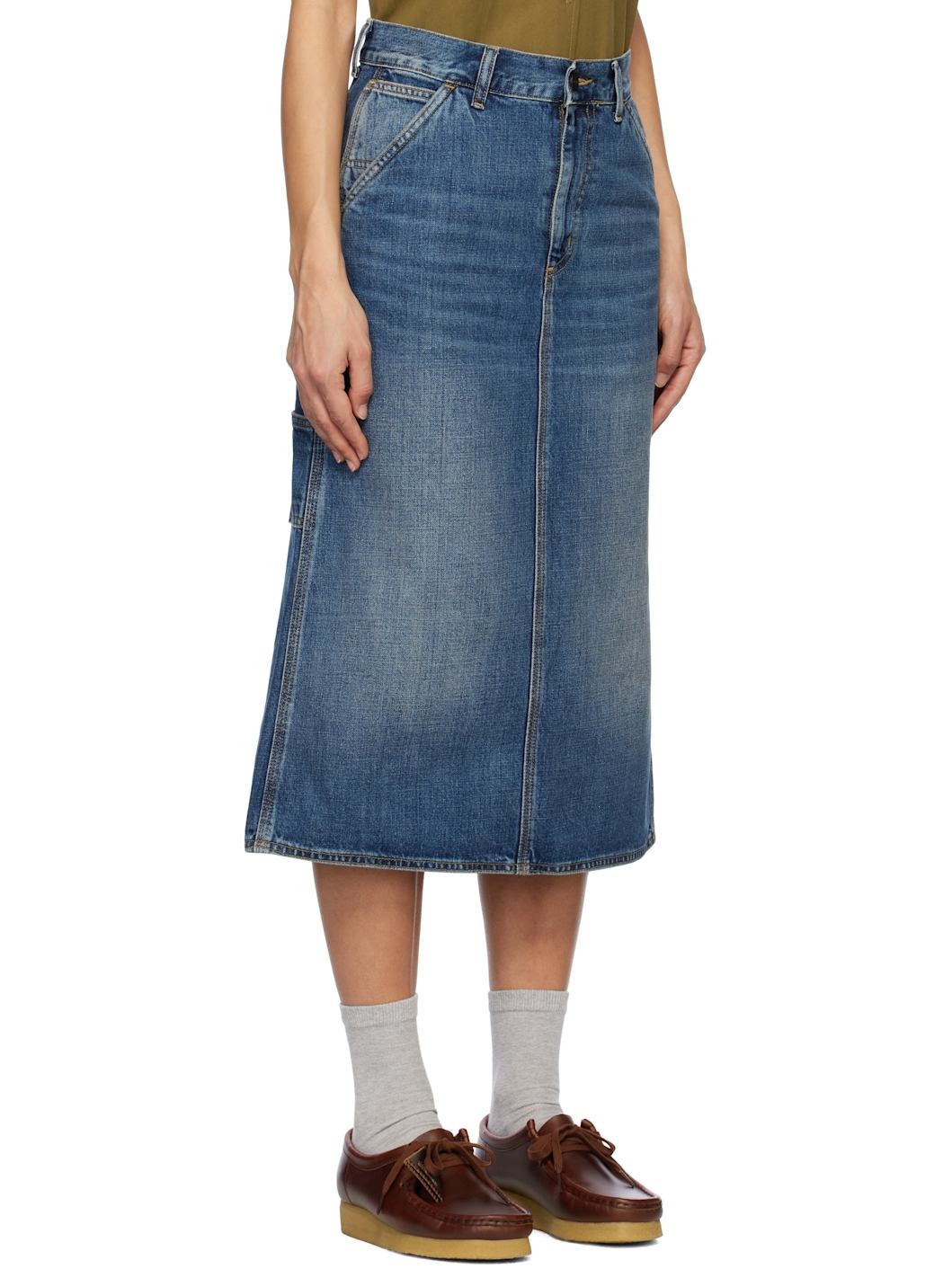 Blue Single Knee Midi Skirt - 2
