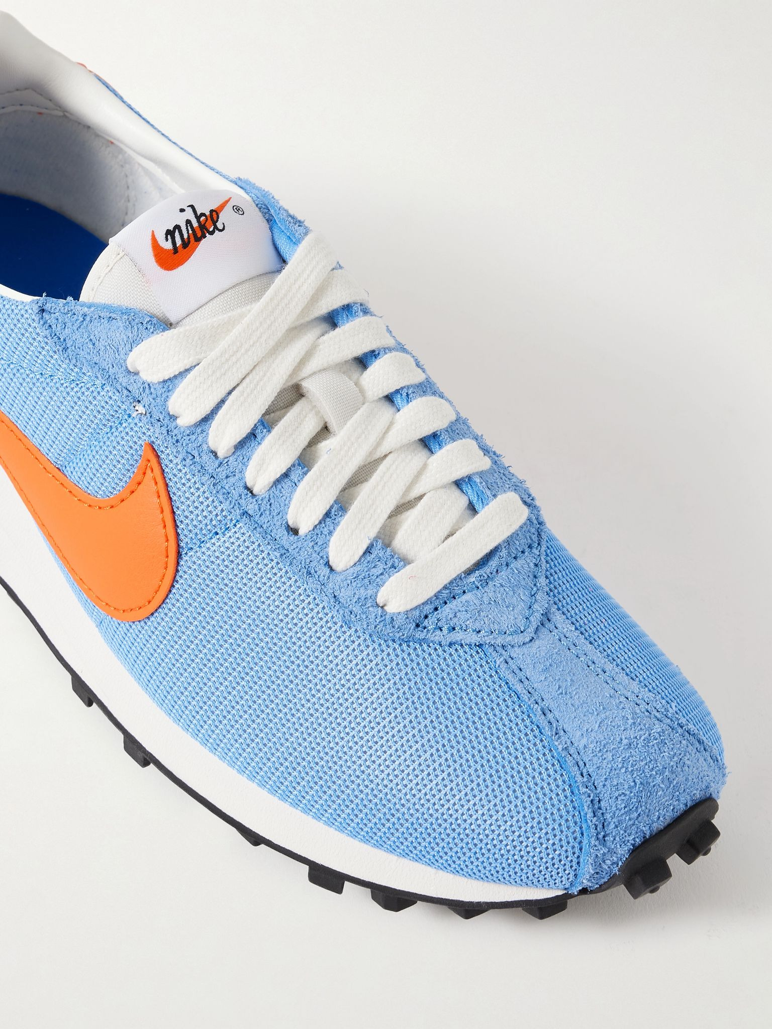 LD-1000 suede and leather-trimmed mesh sneakers Light blue - 4