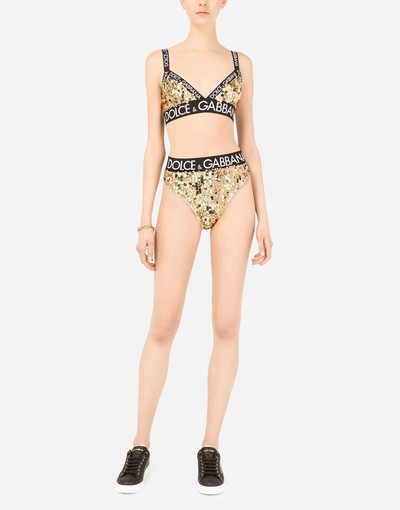 Dolce & Gabbana Sequined triangle bra with branded elastic outlook