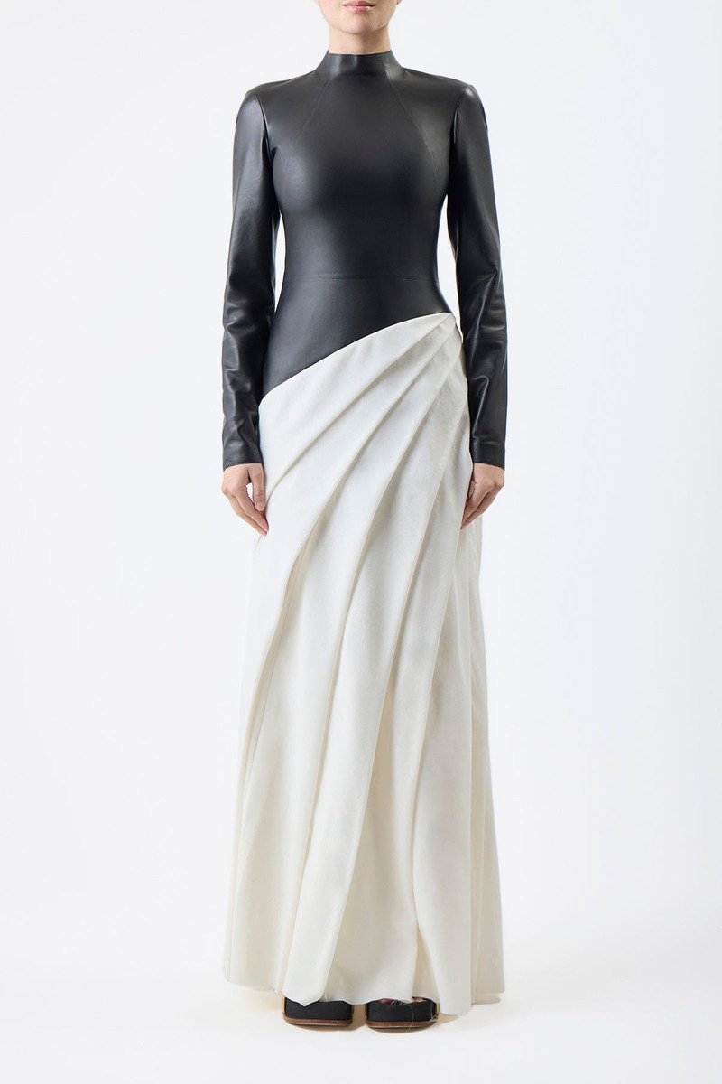 GABRIELA HEARST Aulay Dress in Black & Ivory Leather - 7582760304832 |  REVERSIBLE