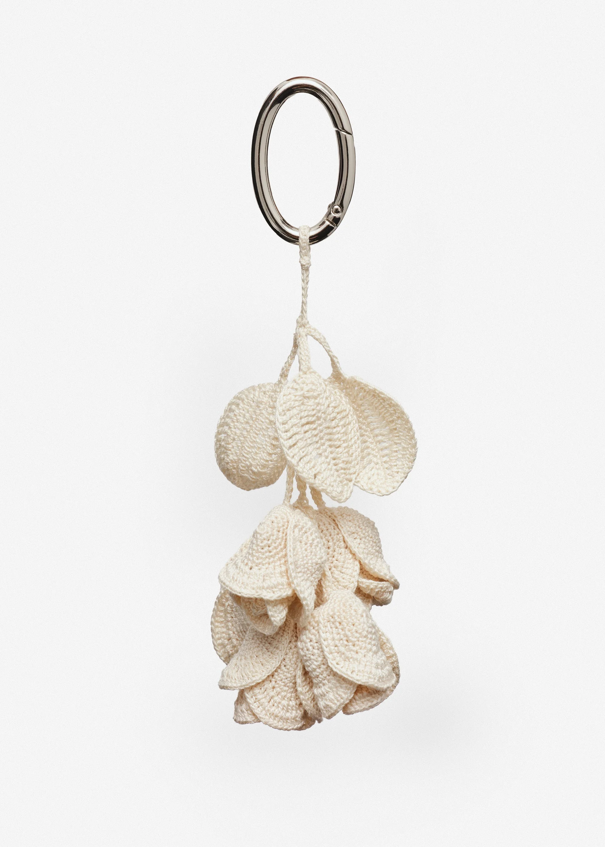 Layered crochet rose charm in cream - 1