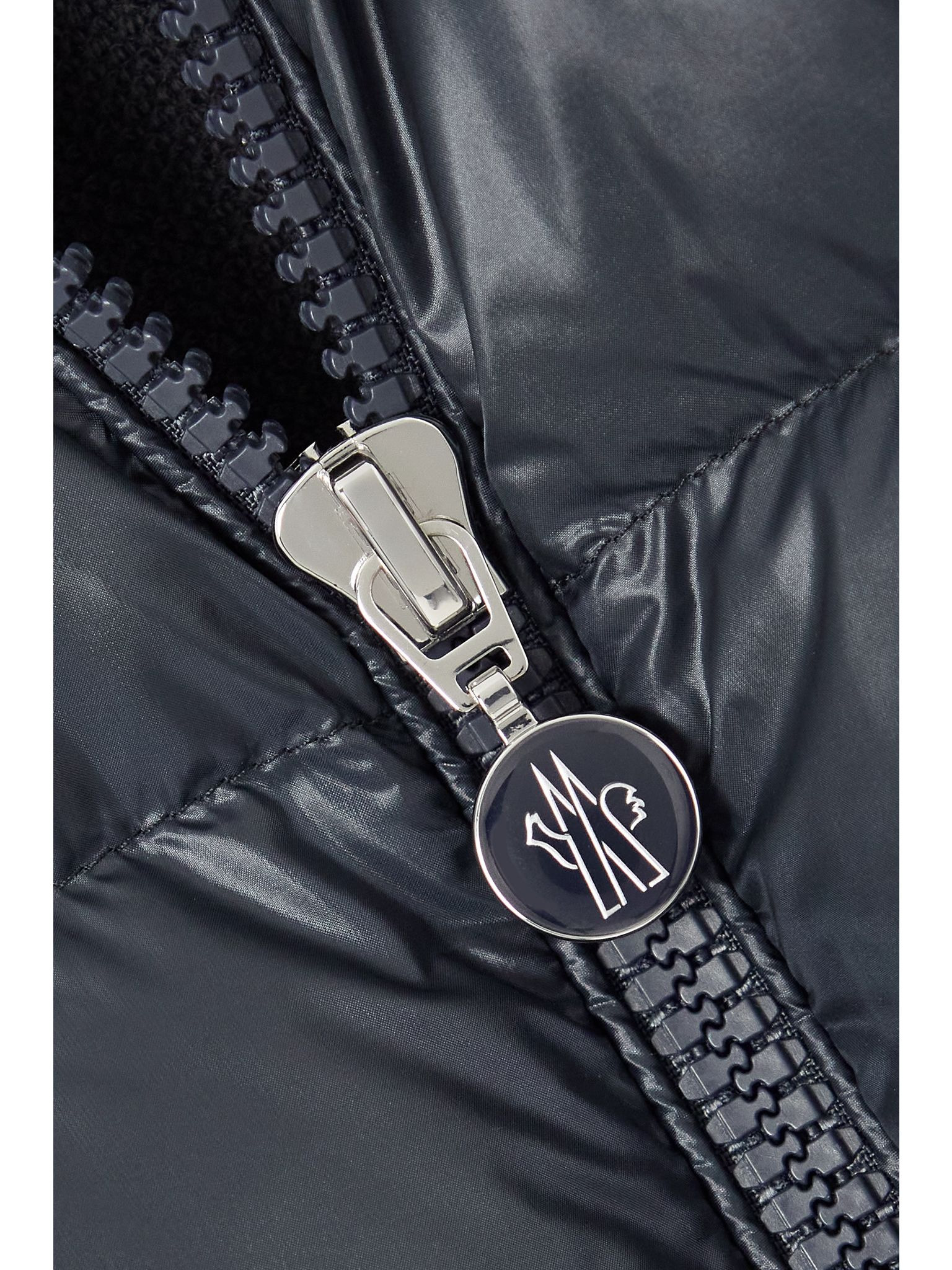 Appliquéd cotton-blend jersey and quilted shell down jacket Navy - 5