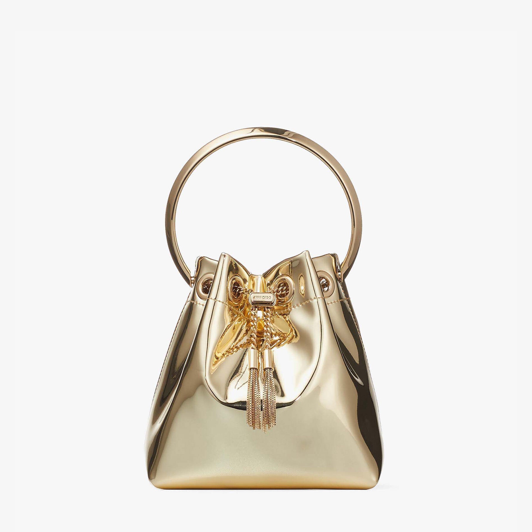 Bon Bon
Gold Mirror Fabric Mini Bag with Metal Handle - 1
