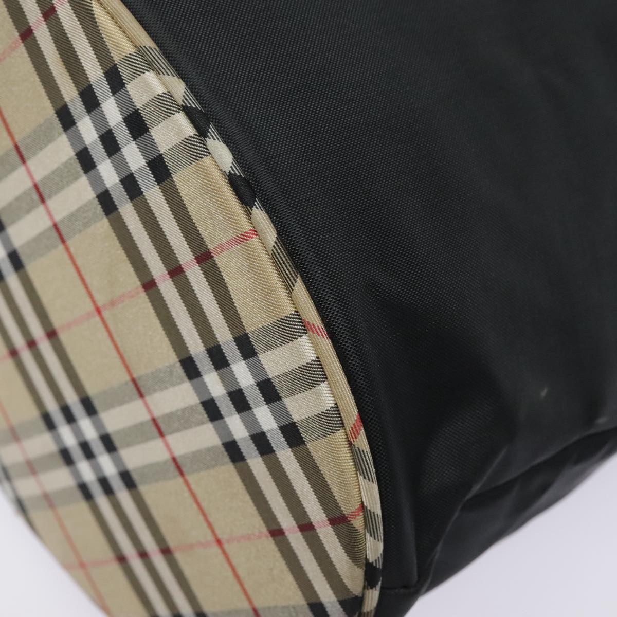 Burberry Nova Check Blue Label Tote Bag Nylon Black Beige - 14