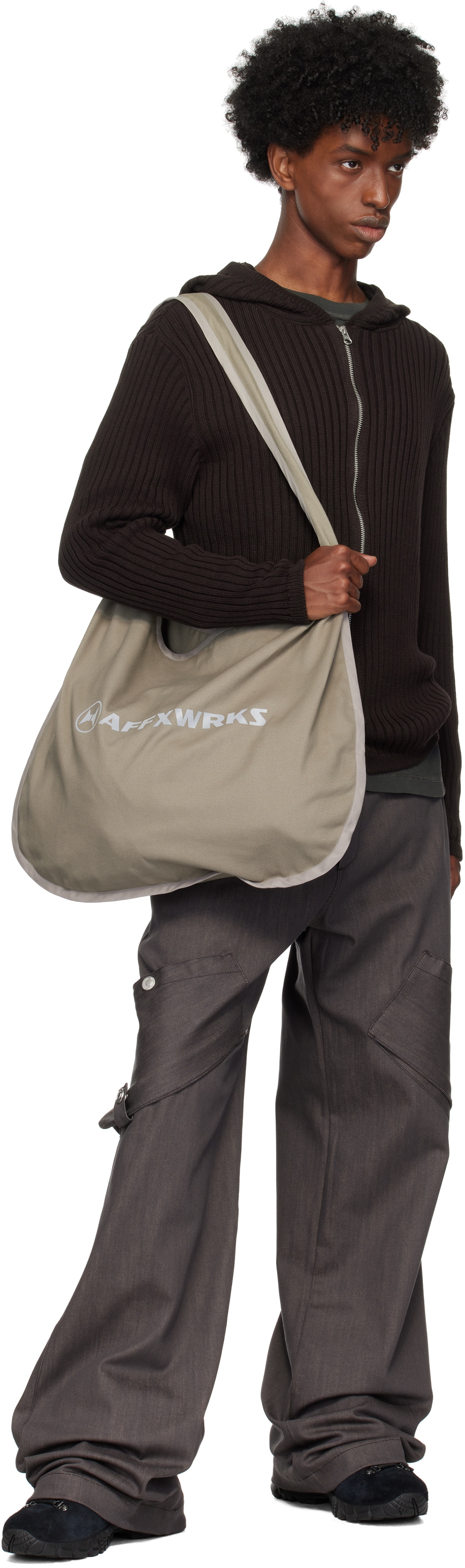 【関税込み】AFFXWRKS ブラウン ニットフーディ AFFXWRKS Brown Knit Hoodie | REVERSIBLE