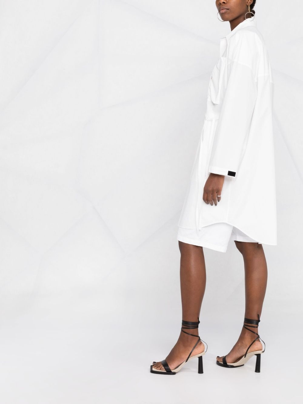 oversized waist-tie shirt dress - 4