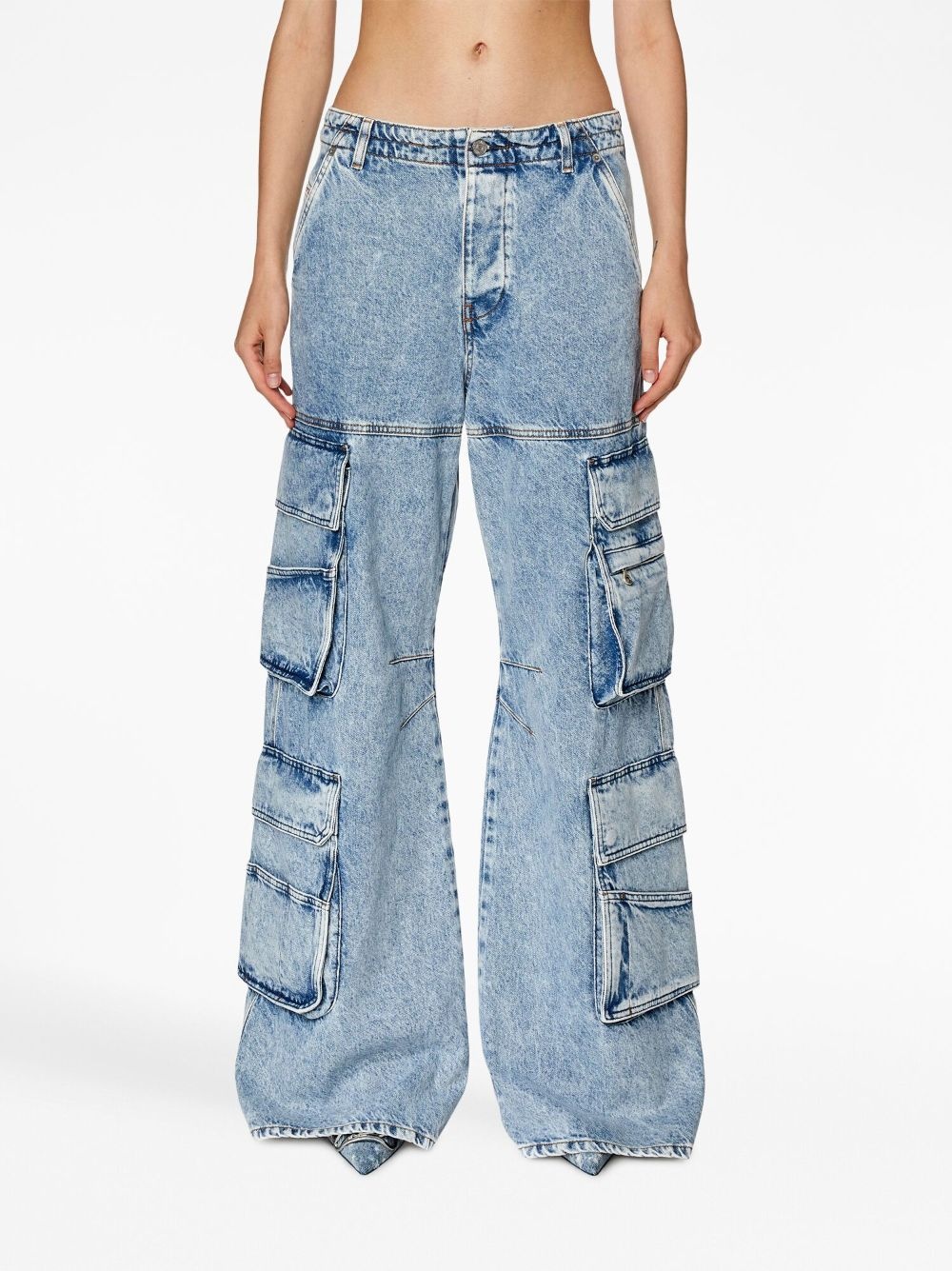 wide-leg cargo jeans - 3