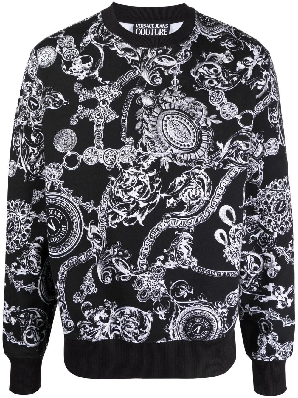 baroque-print crew neck sweatshirt - 1