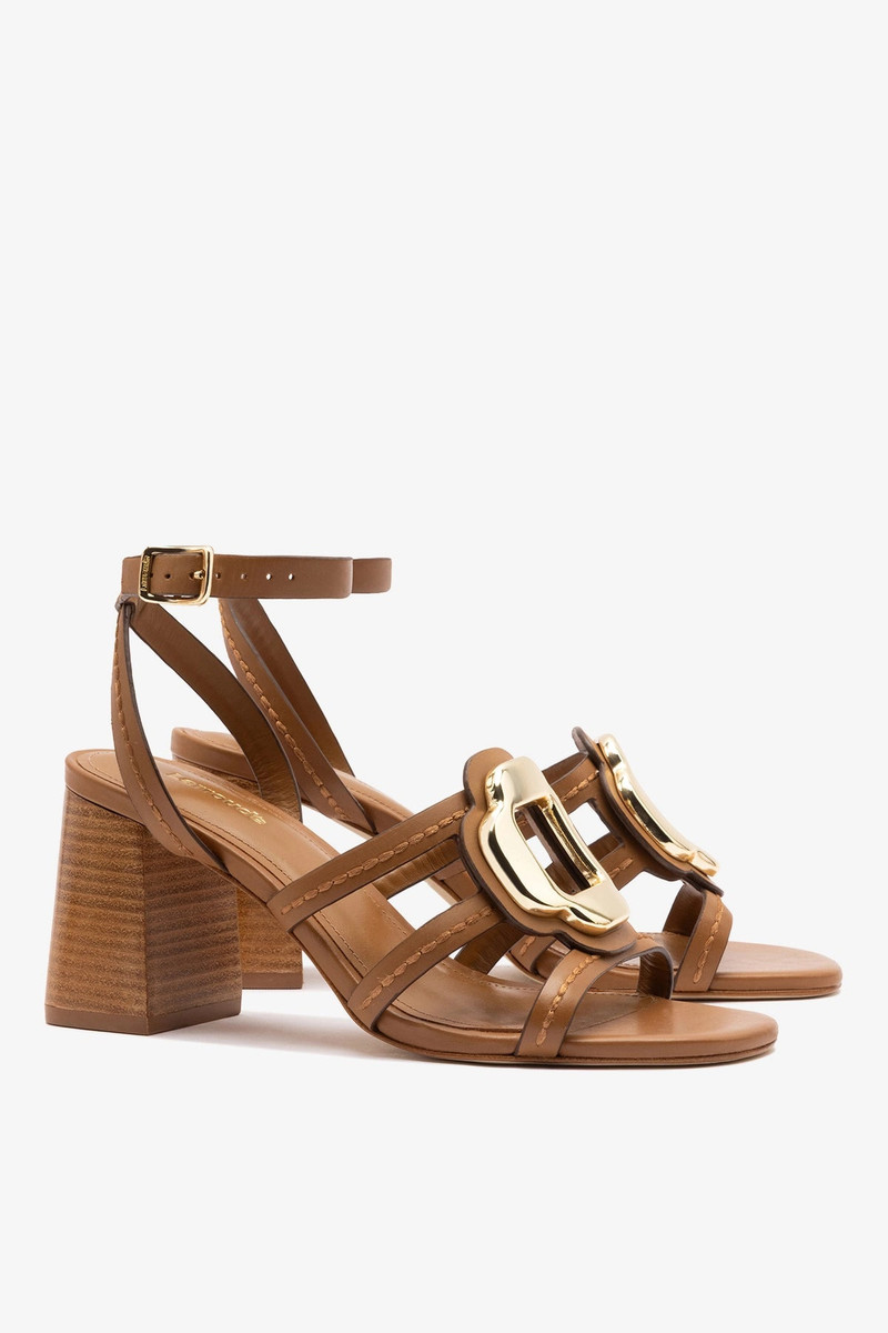 Margherita Block Sandal Caramel Leather 3