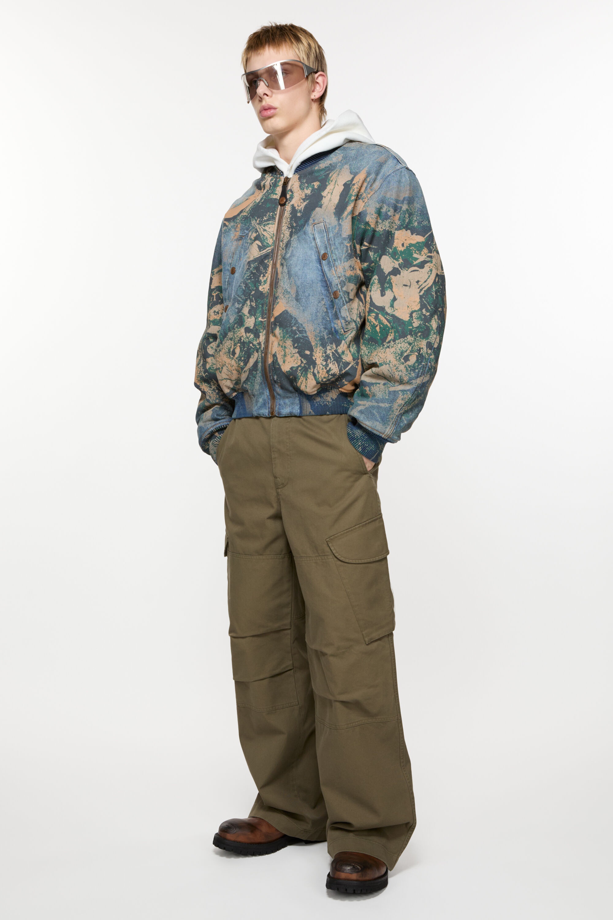 Denim bomber jacket - Brown - 5