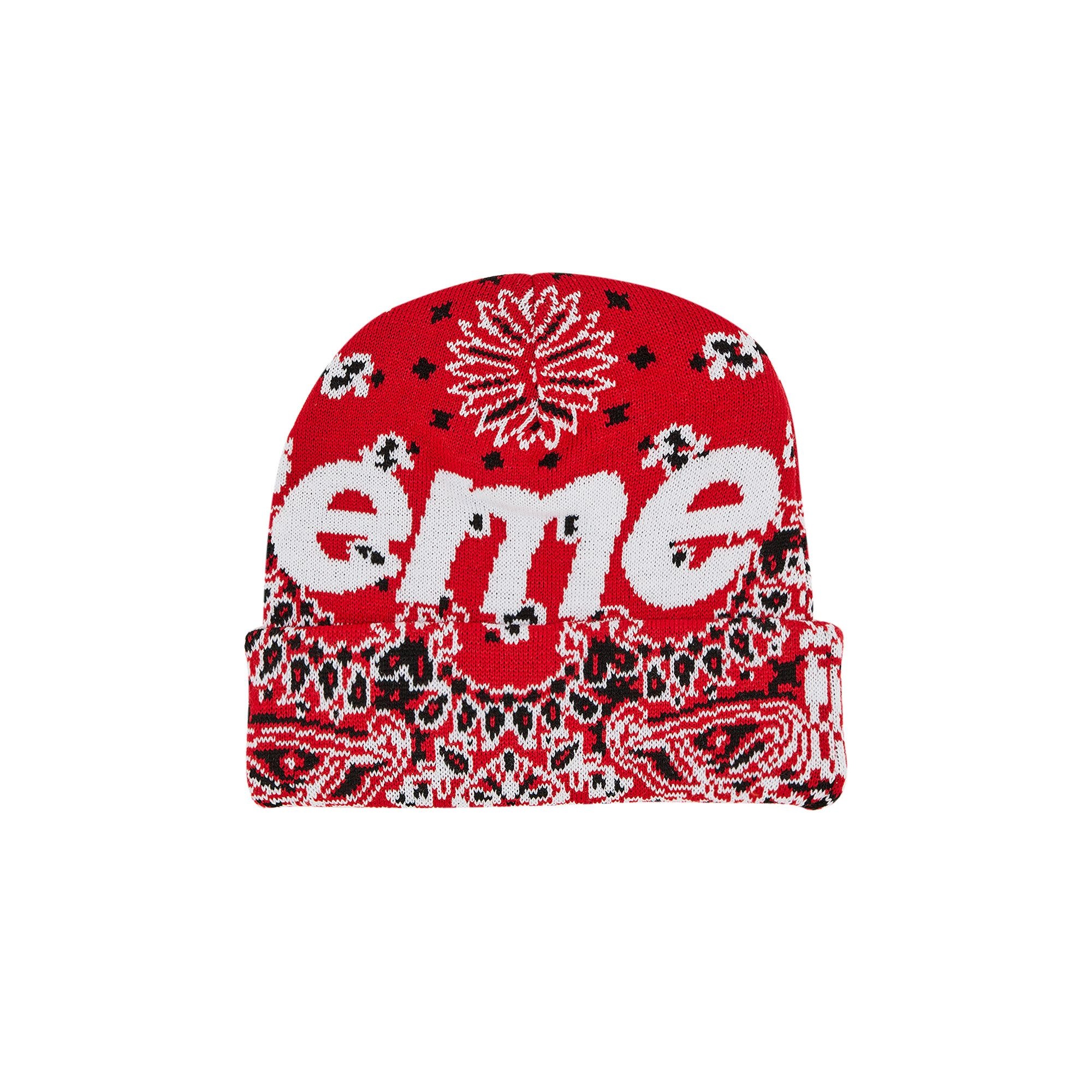 Supreme Bandana Big Logo Beanie 'Red' - 2