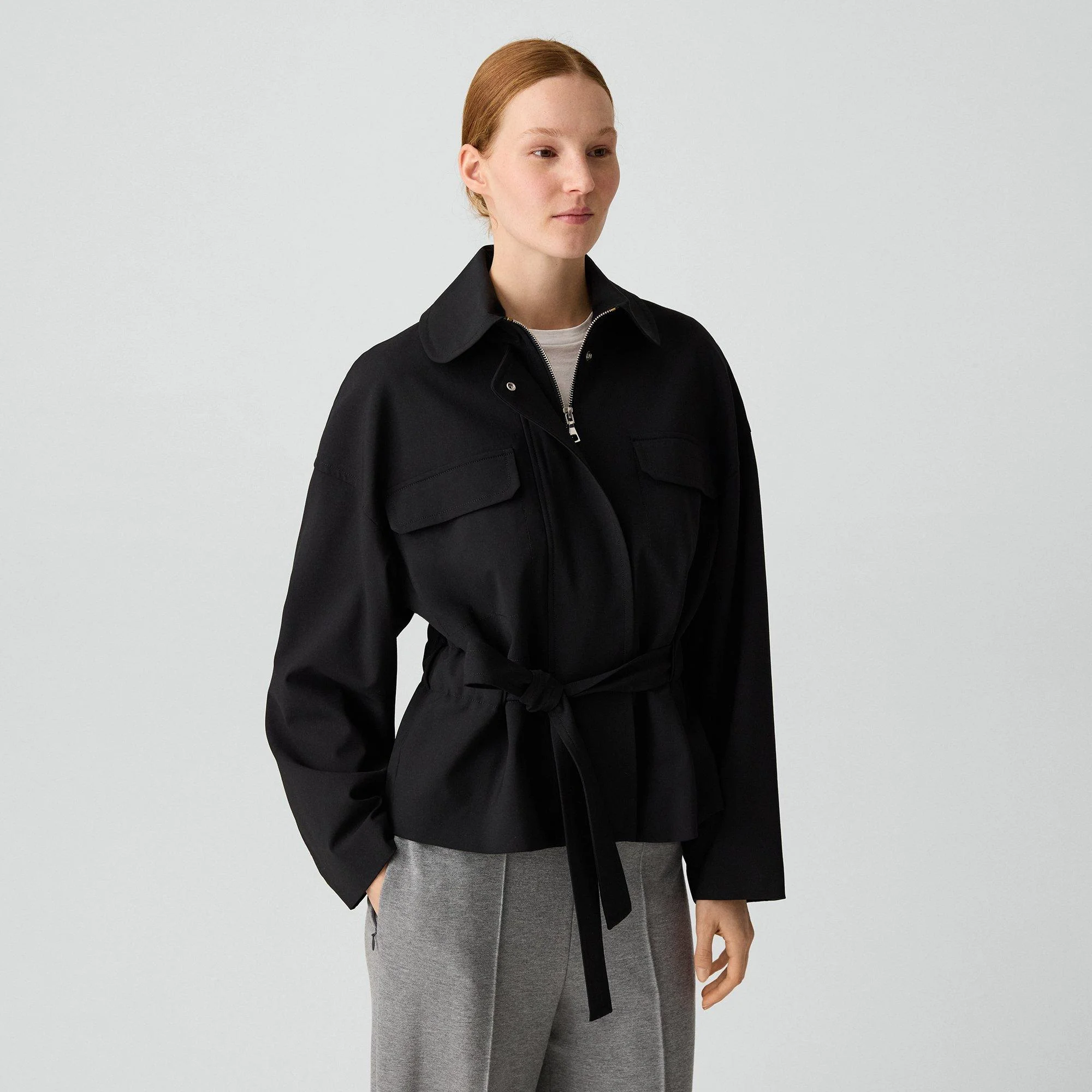 Cinched Flight Jacket in Good Wool - 1