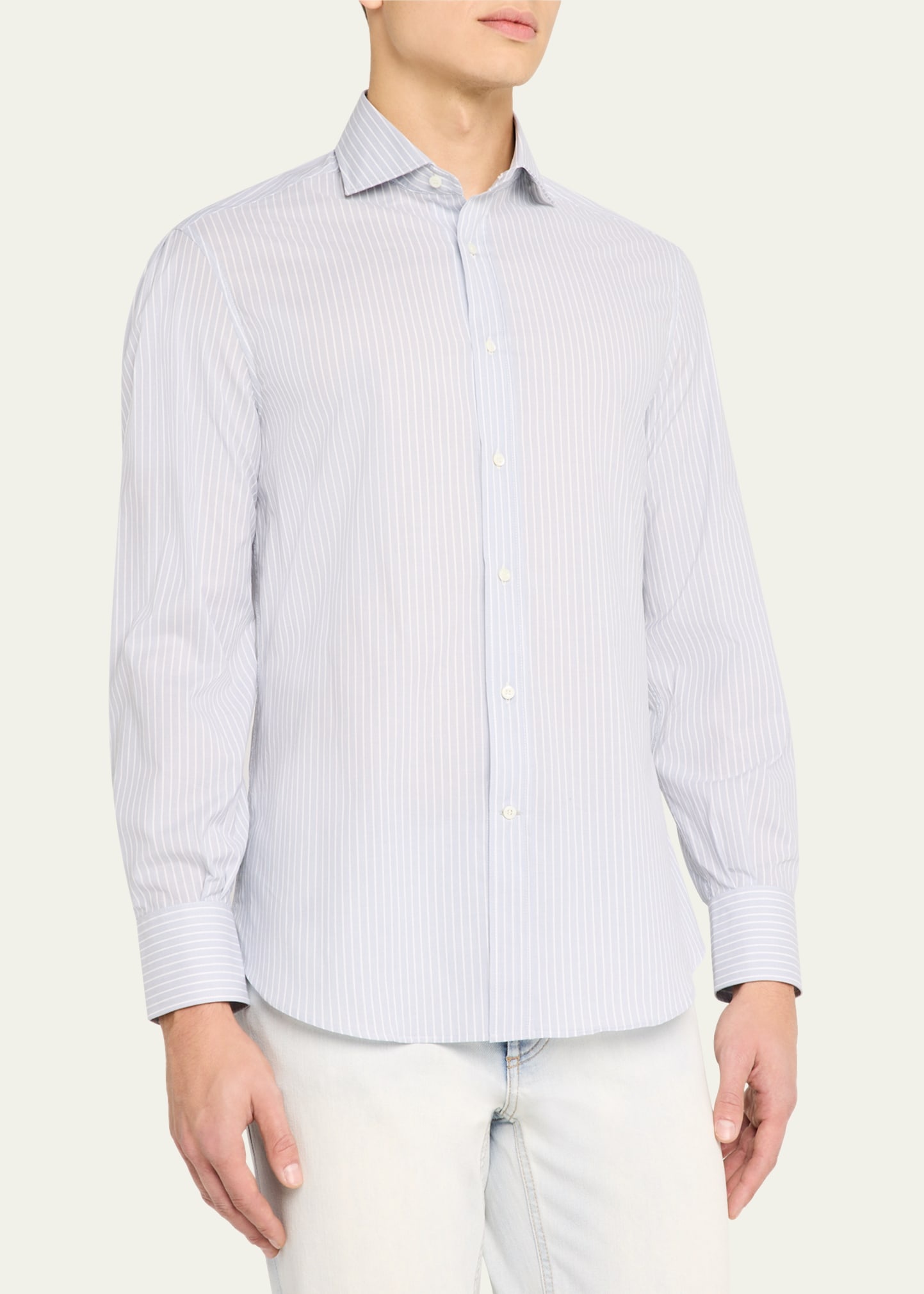 Men's Cotton Chambray Stripe Sport Shirt - 4