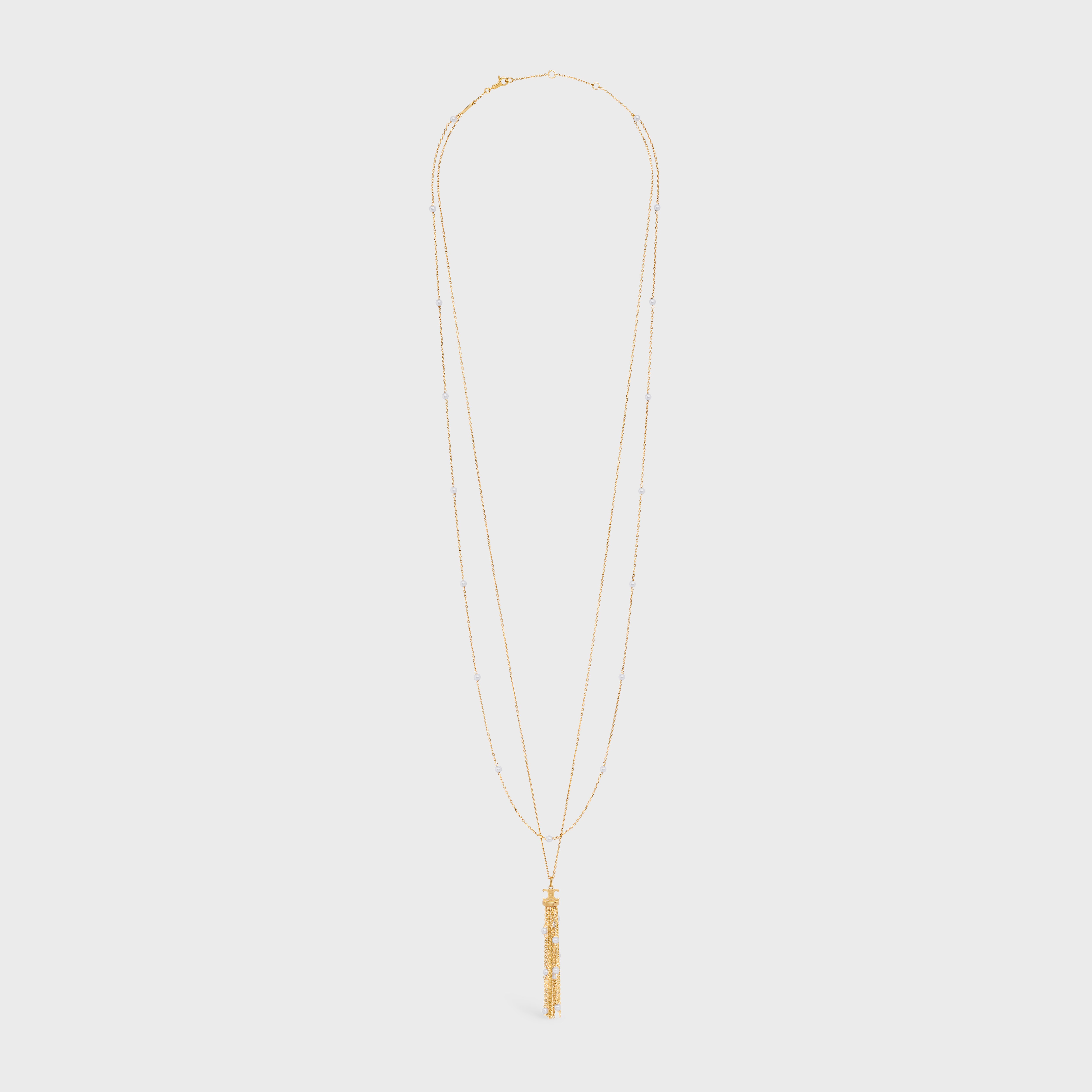 Triomphe Pearl Sautoir in Brass with Gold Finish and Resin Pearls - 1