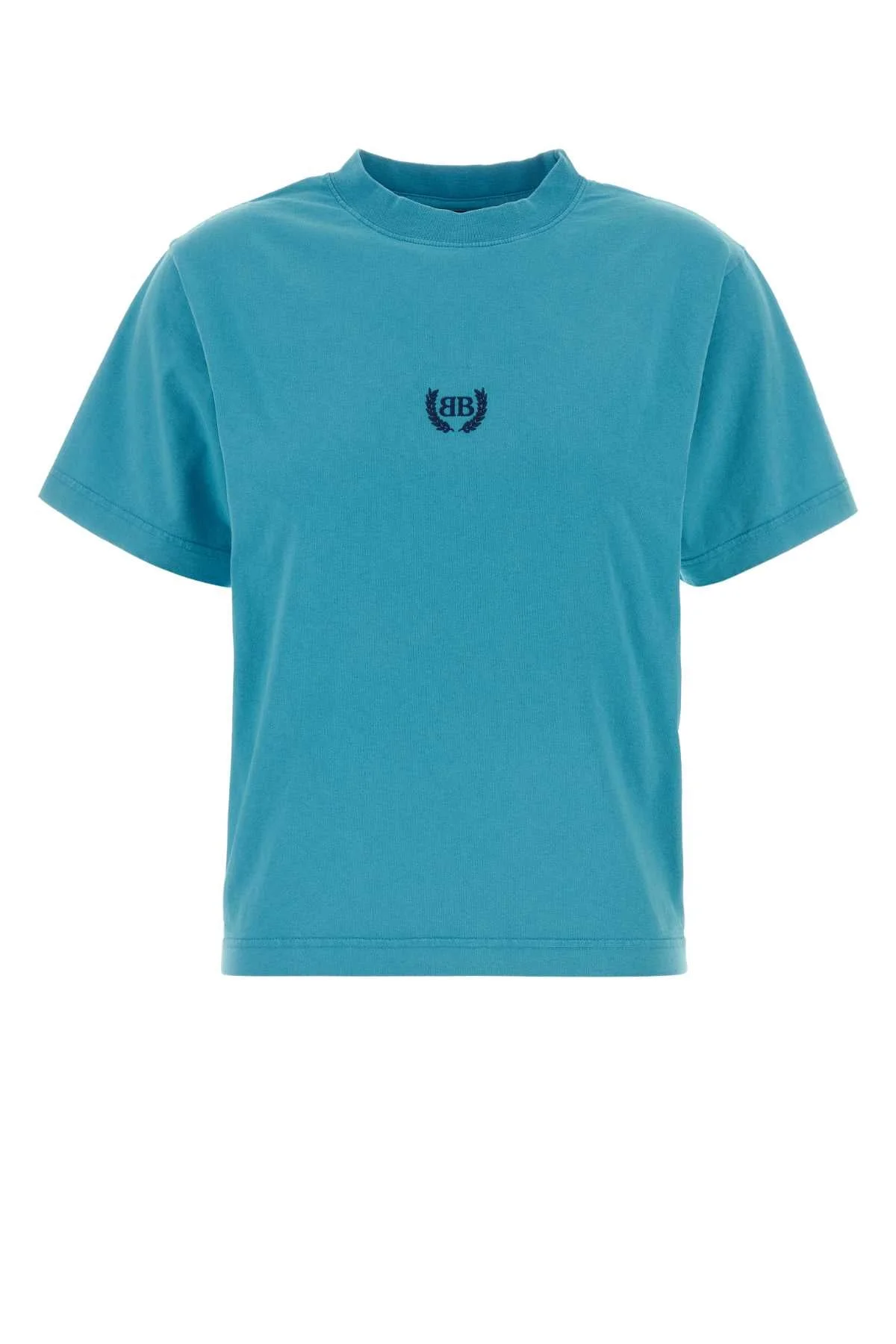 Balenciaga Women Turquoise Cotton T-Shirt - 1