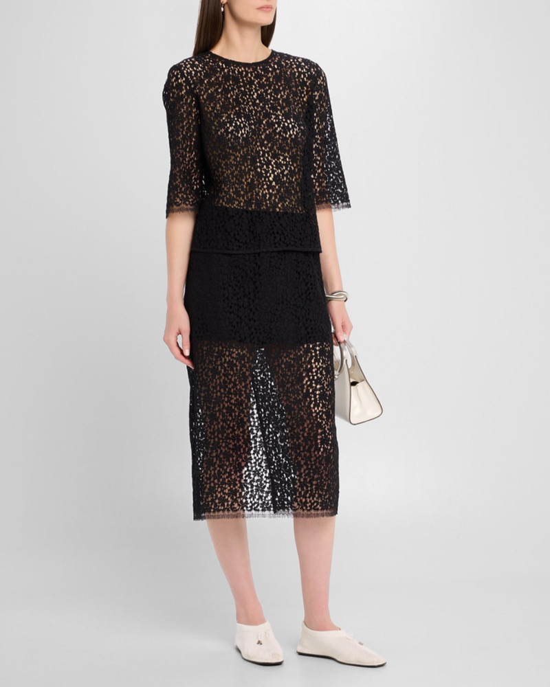 MARIA McMANUS Lace Ruched Skirt In Black outlook