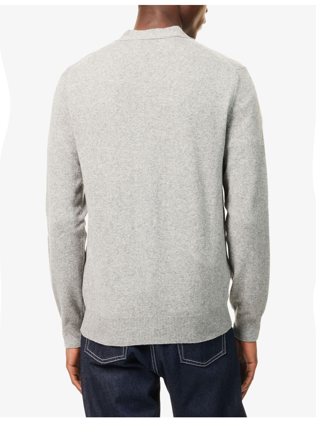 Logo-embroidered V-neck Wool Cardigan - 4
