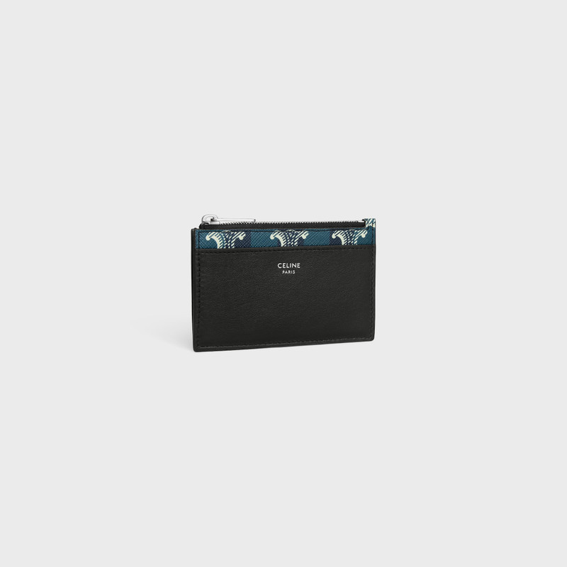CELINE Zipped Card Holder IN Striped triomphe canvas and lambskin outlook