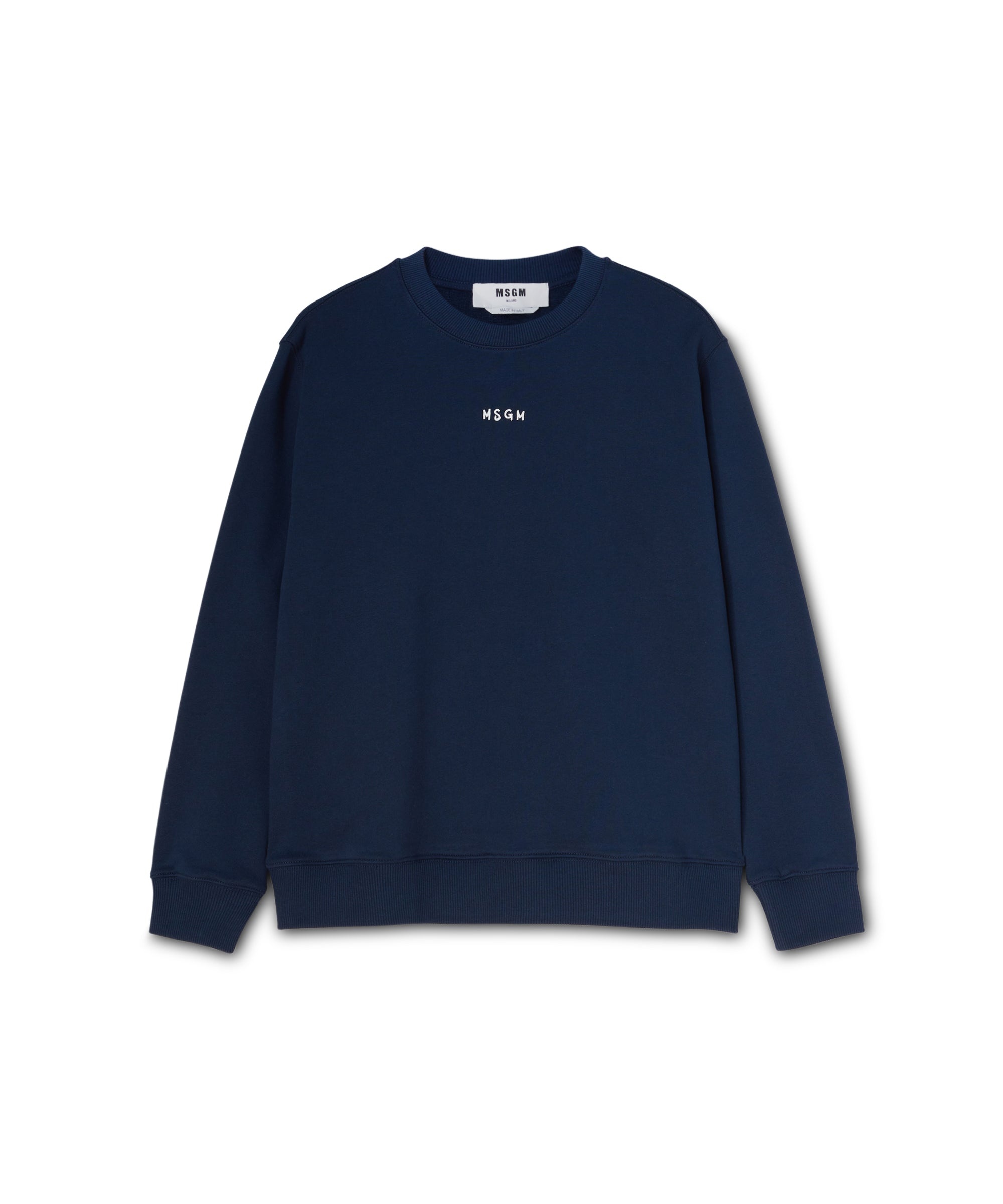 Crew neck cotton sweatshirt with micro logo - 1