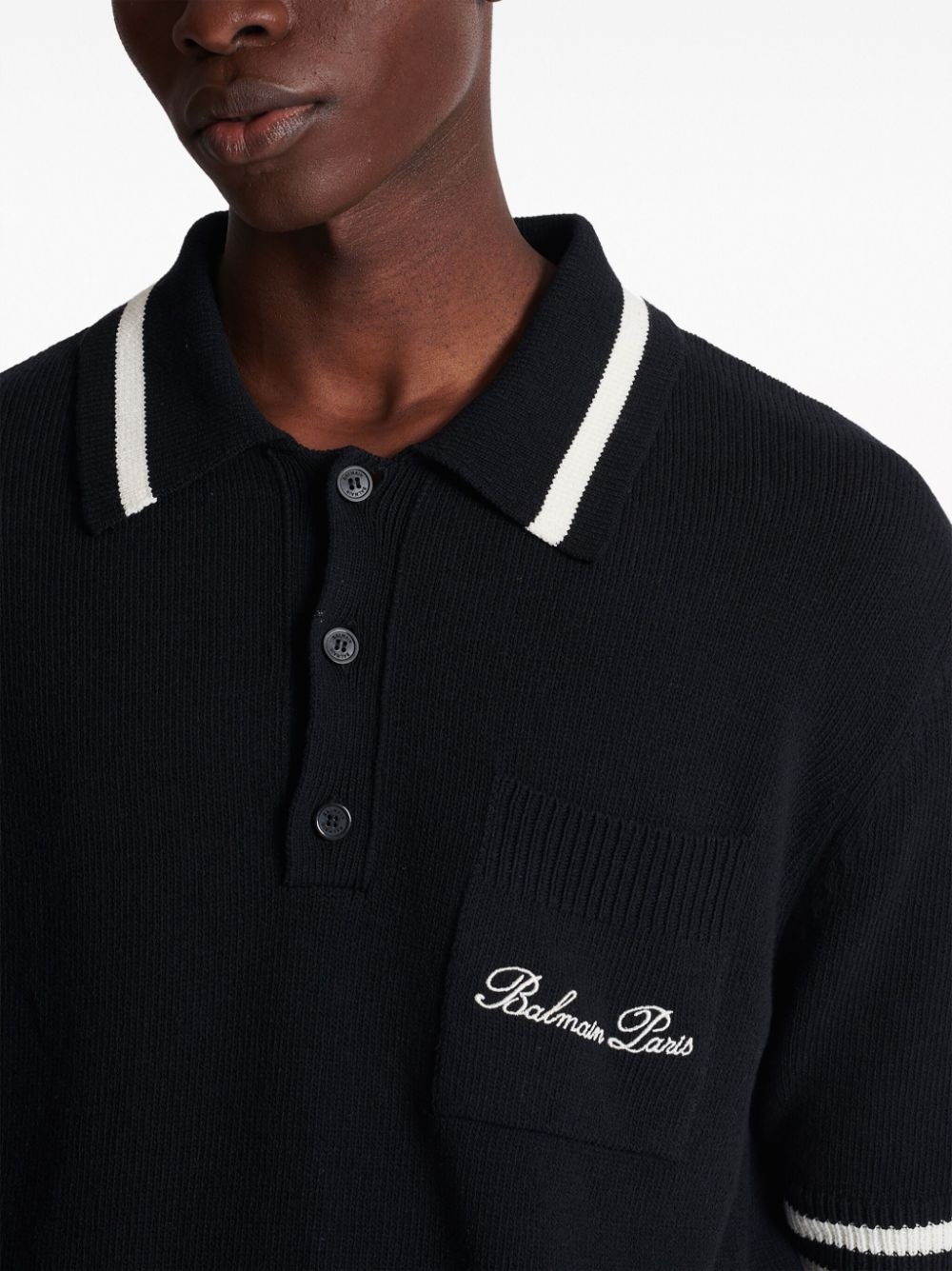logo-embroidered striped polo shirt - 7