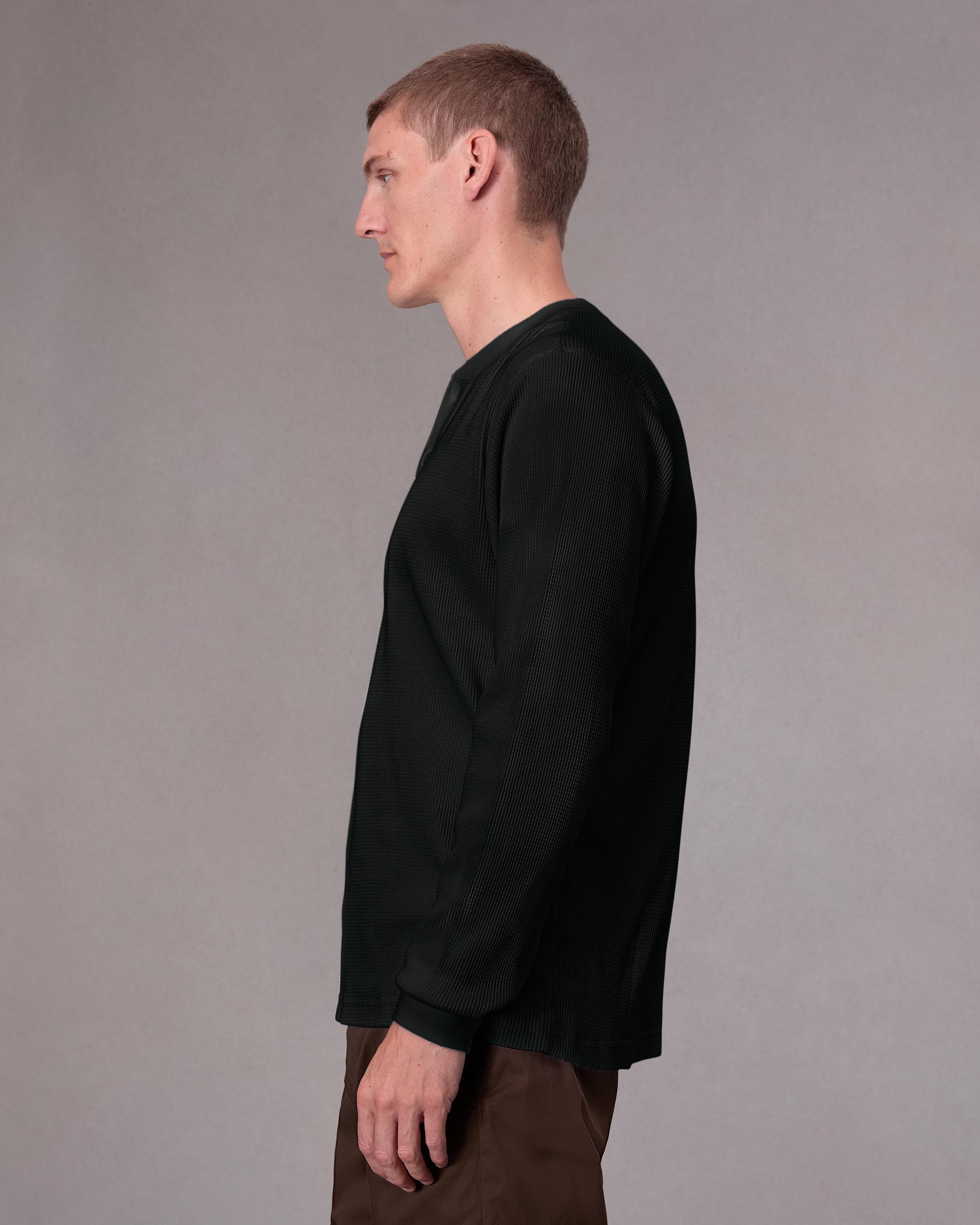 Waffle Cotton Henley - 4